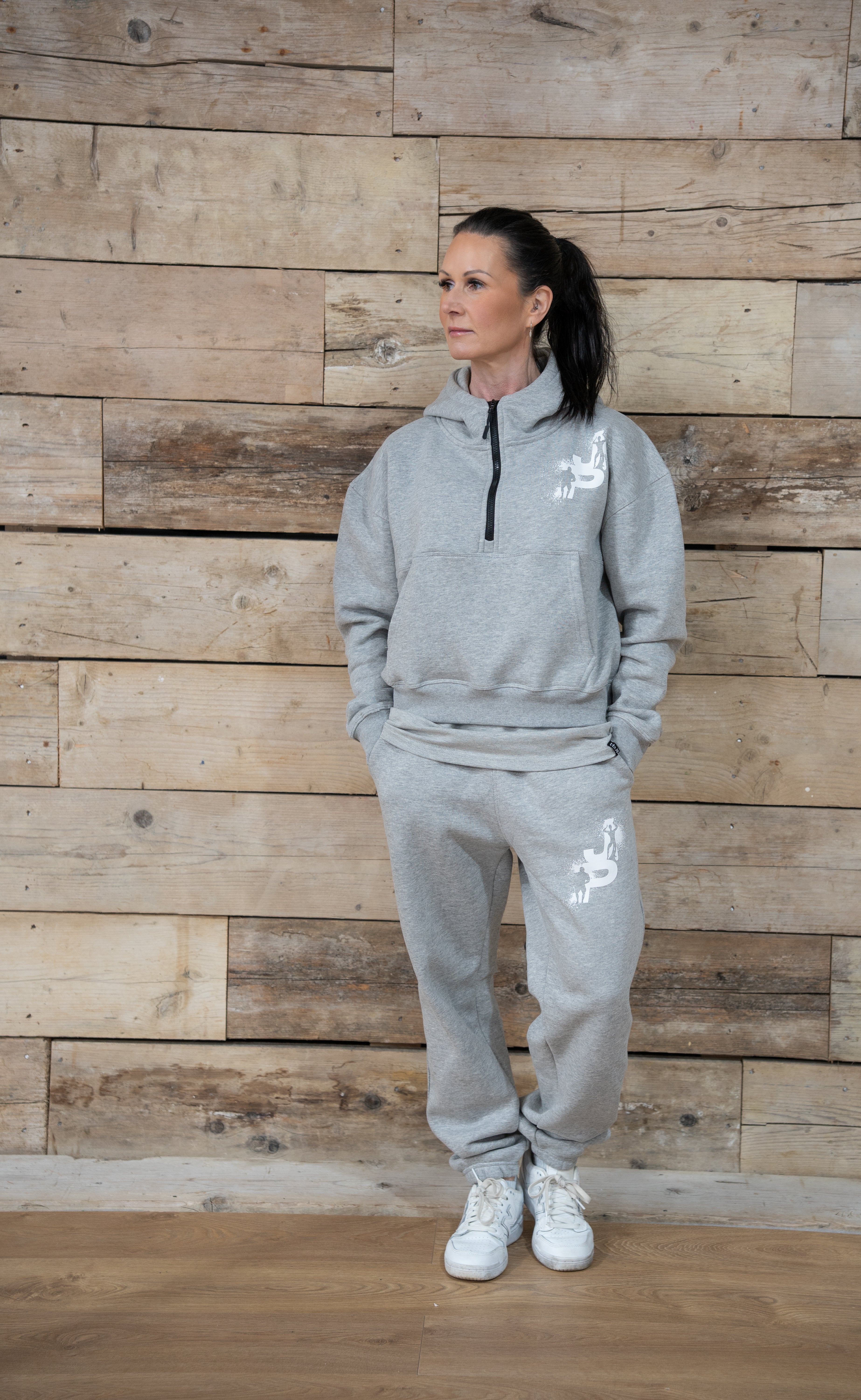 Ladies Cropped Hoodie in Grey