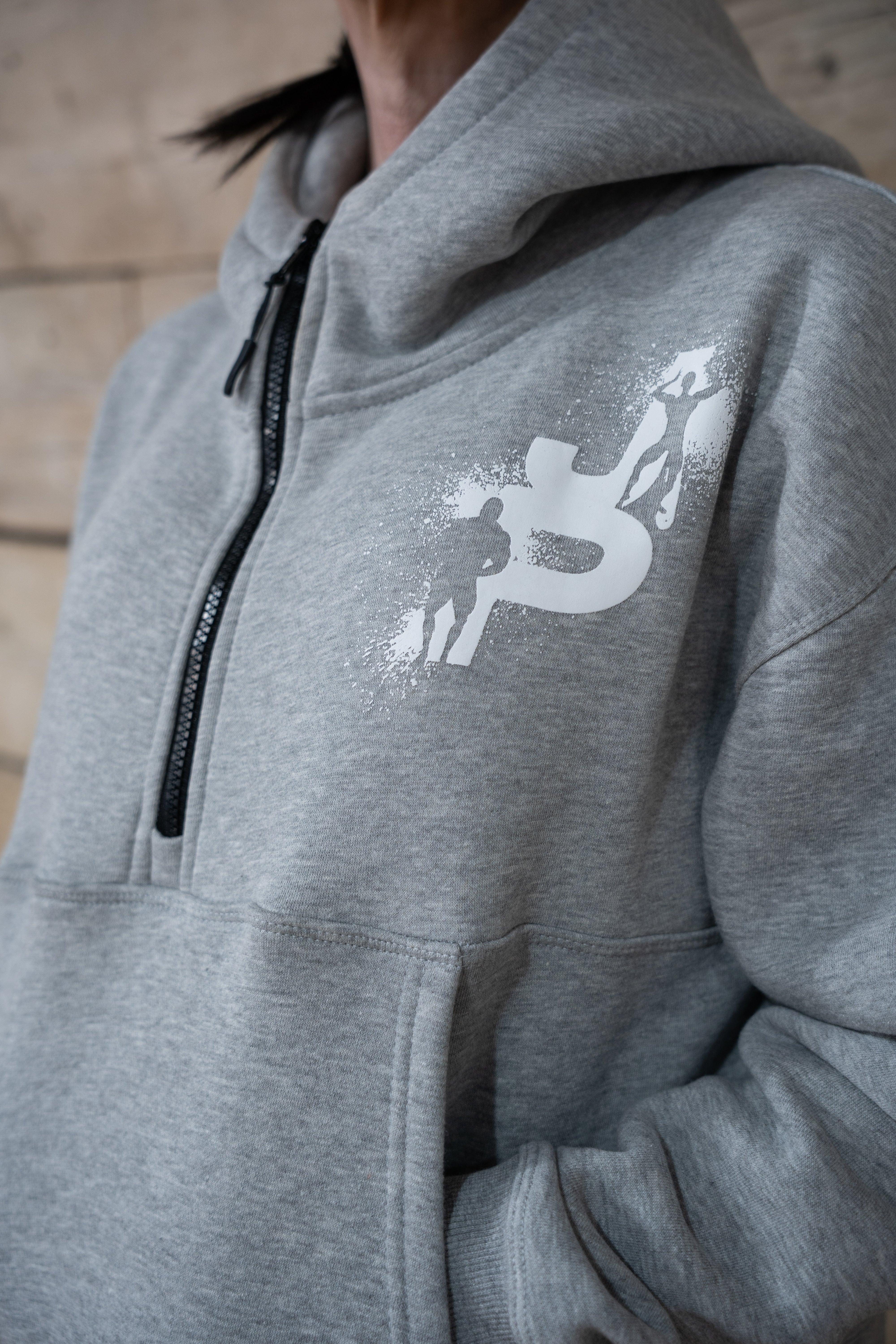 Ladies Cropped Hoodie in Grey