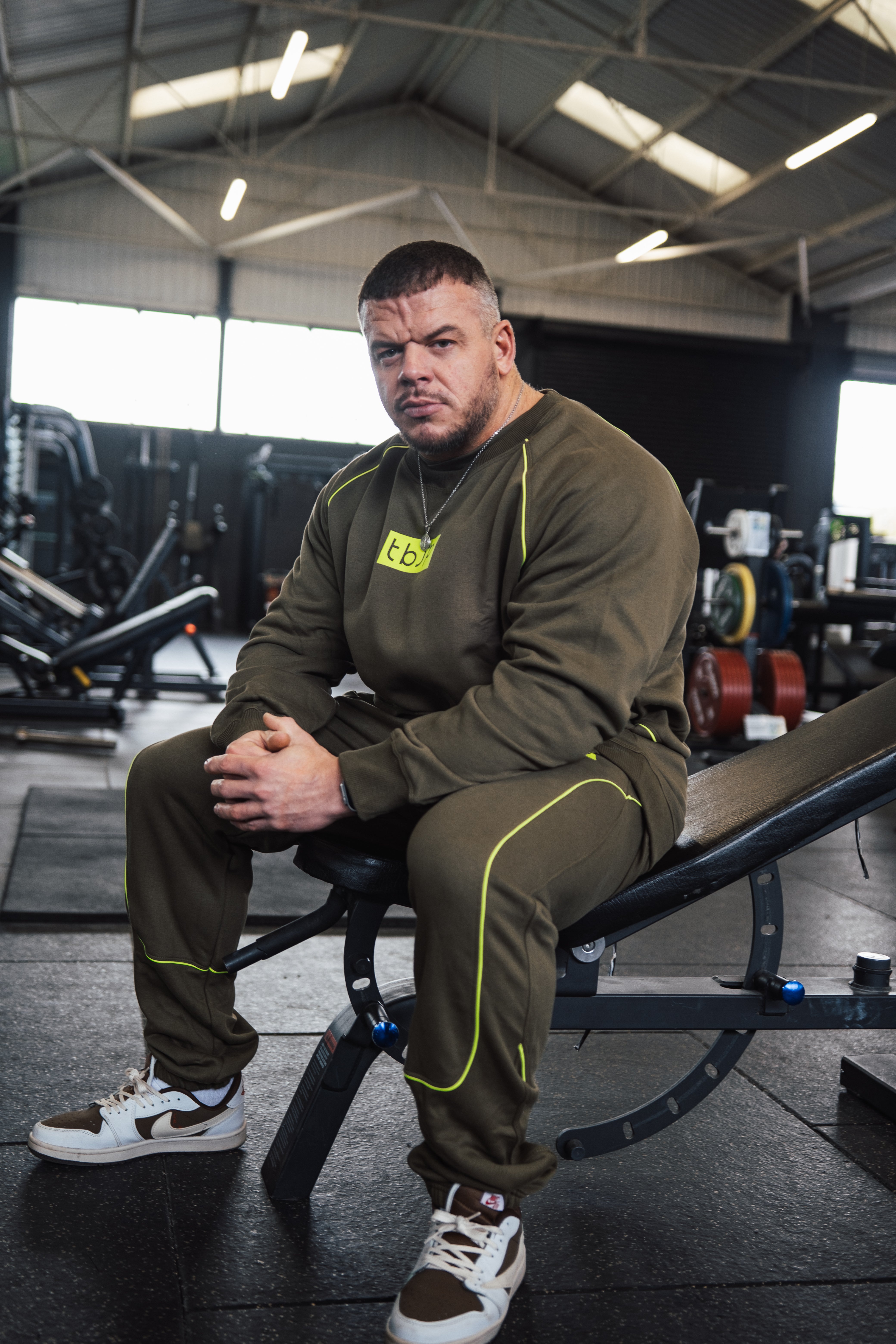 Raglan Sweater in Taupe with Lime Detail