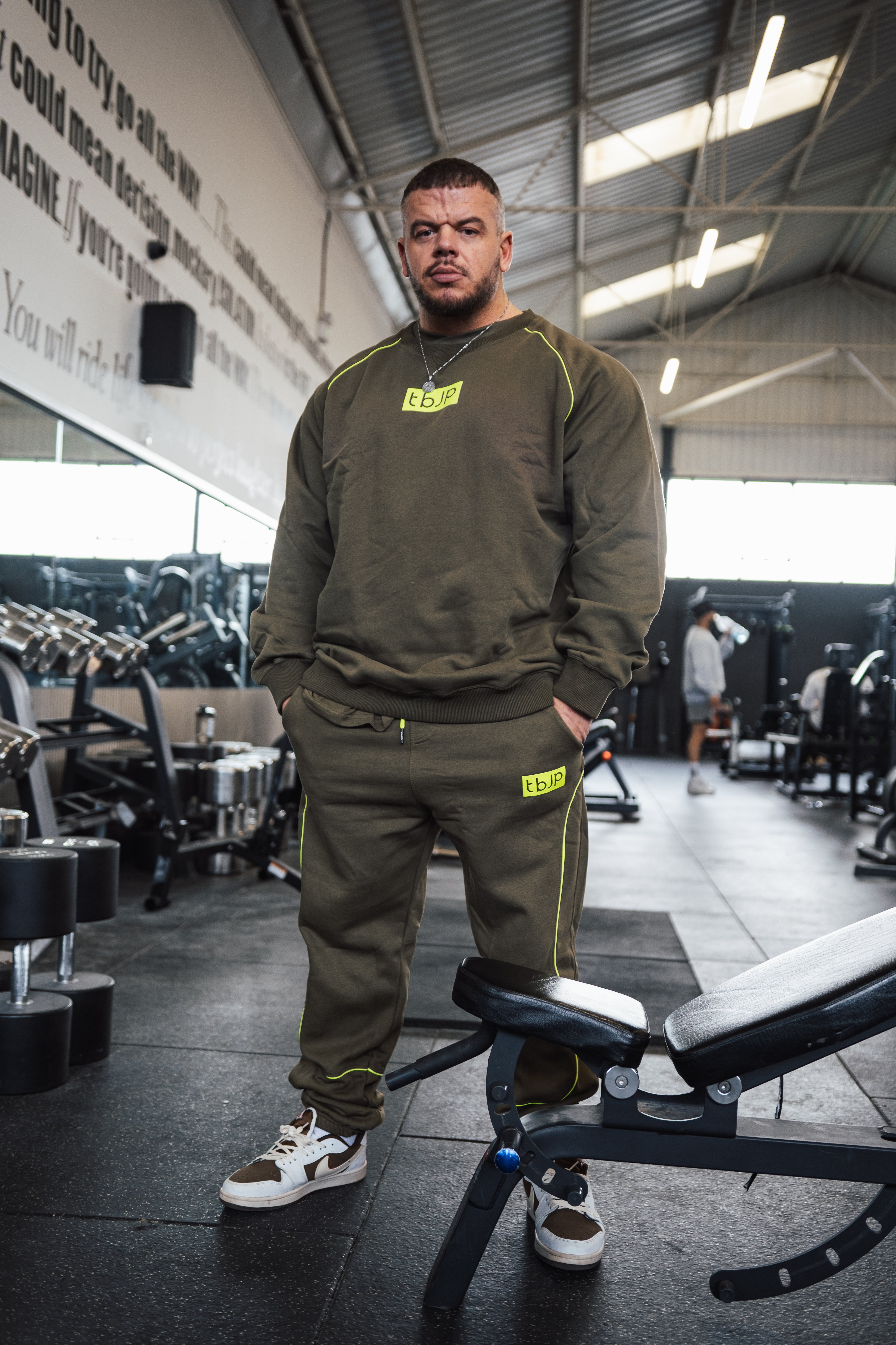 Taupe & Lime Contrast Joggers