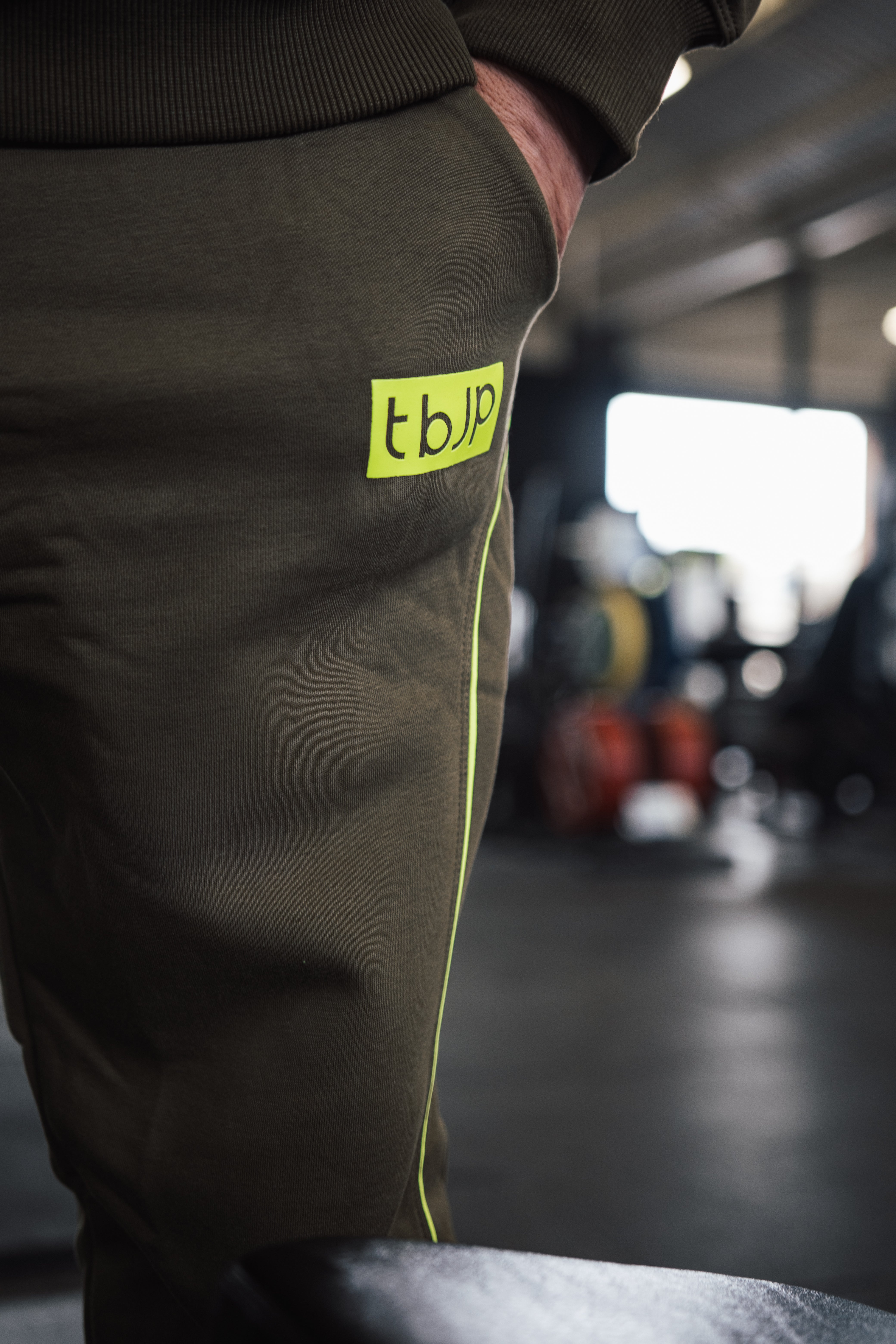 Taupe & Lime Contrast Joggers