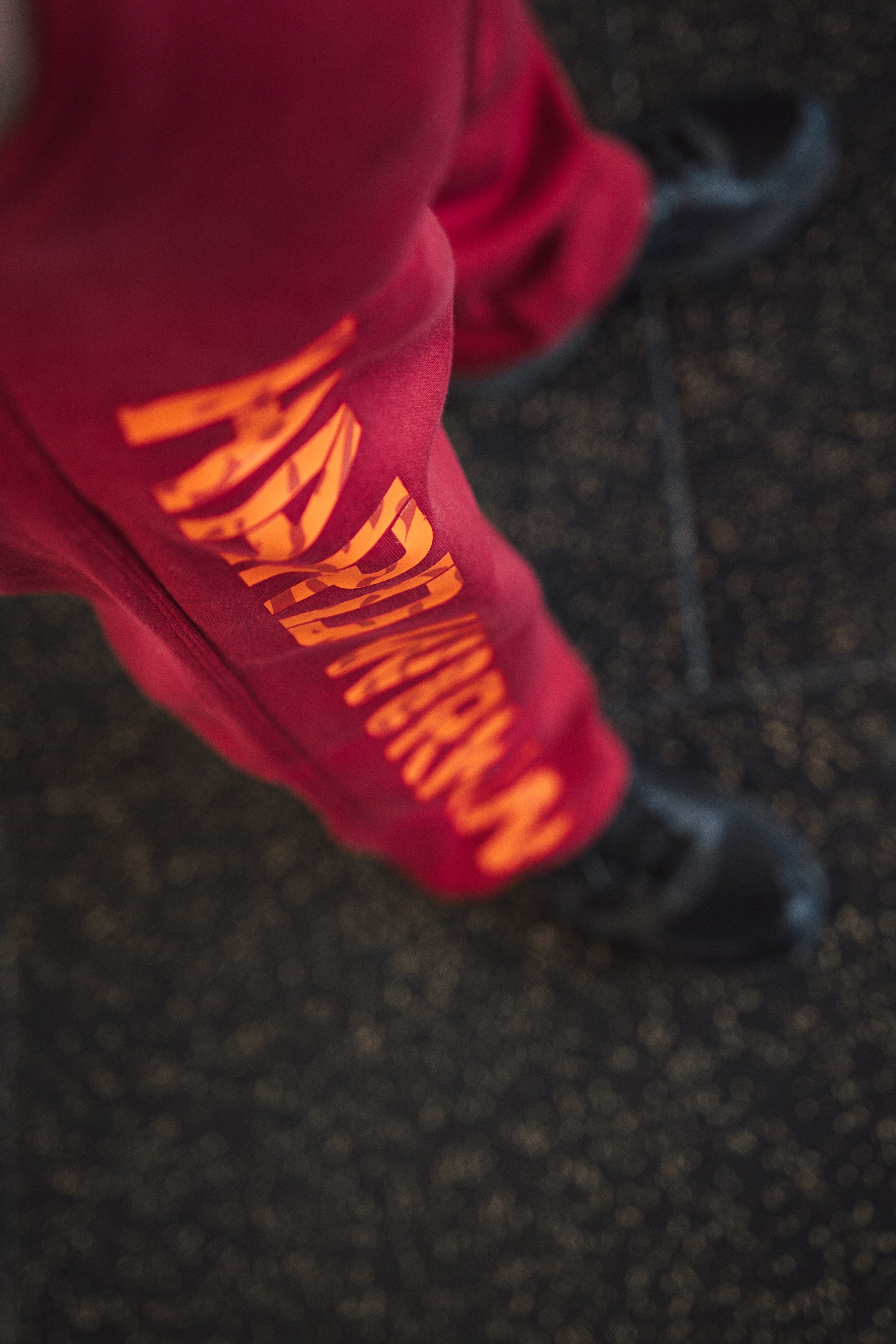 HARD WORK WINS Joggers in Deep Red