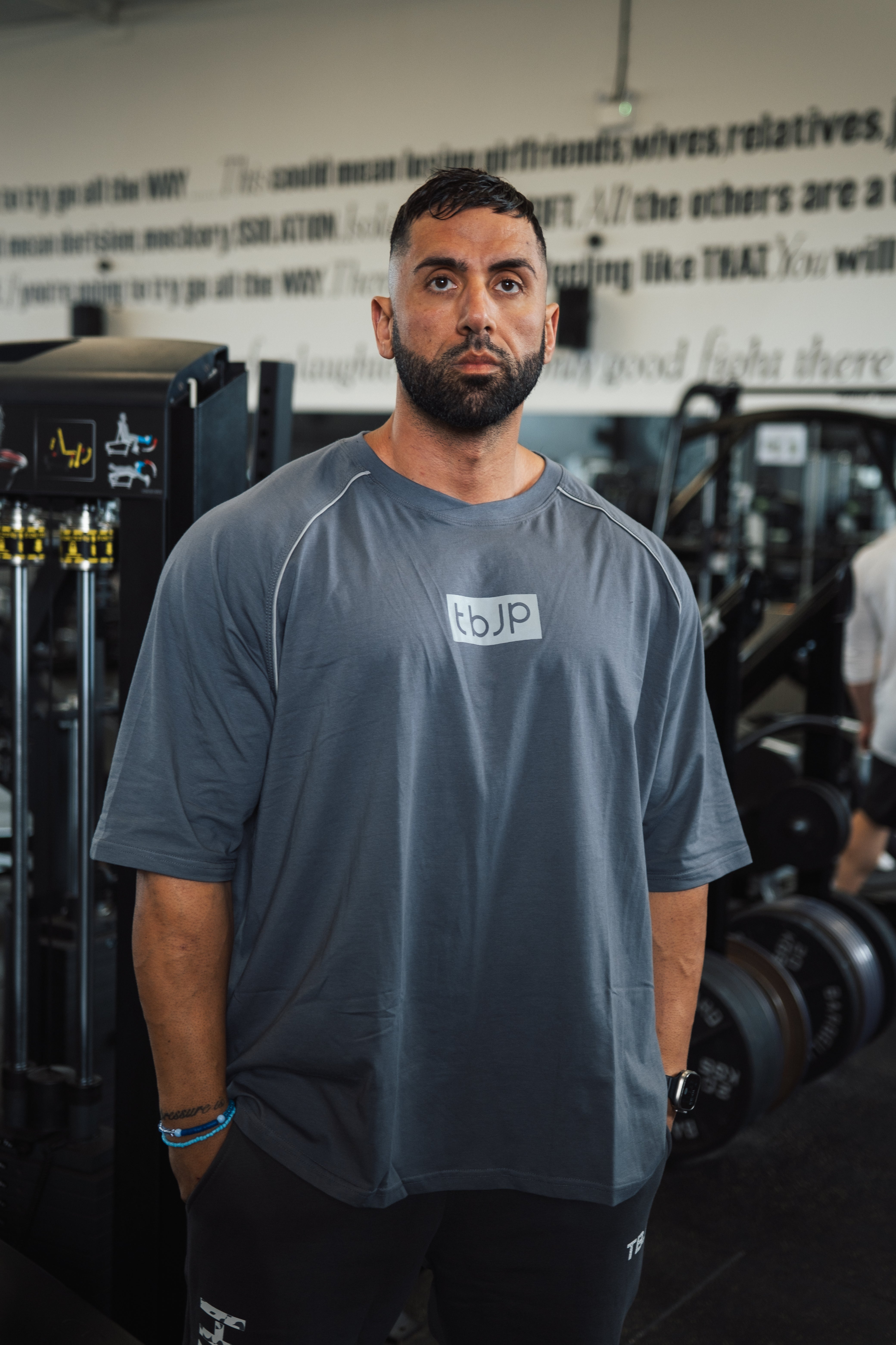 Raglan Tee in Grey with Light Grey Detail