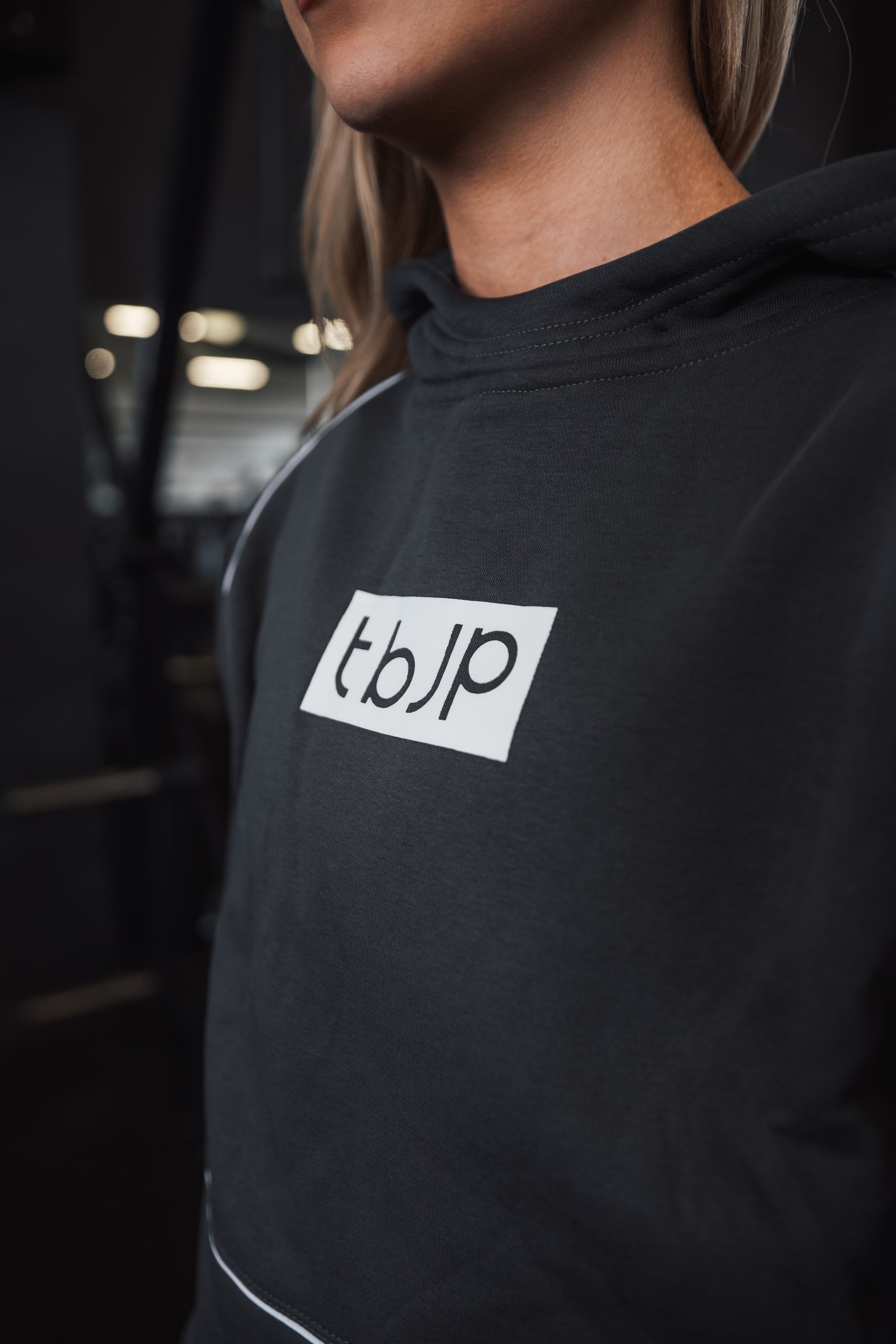 Grey Hoodie with White Piping