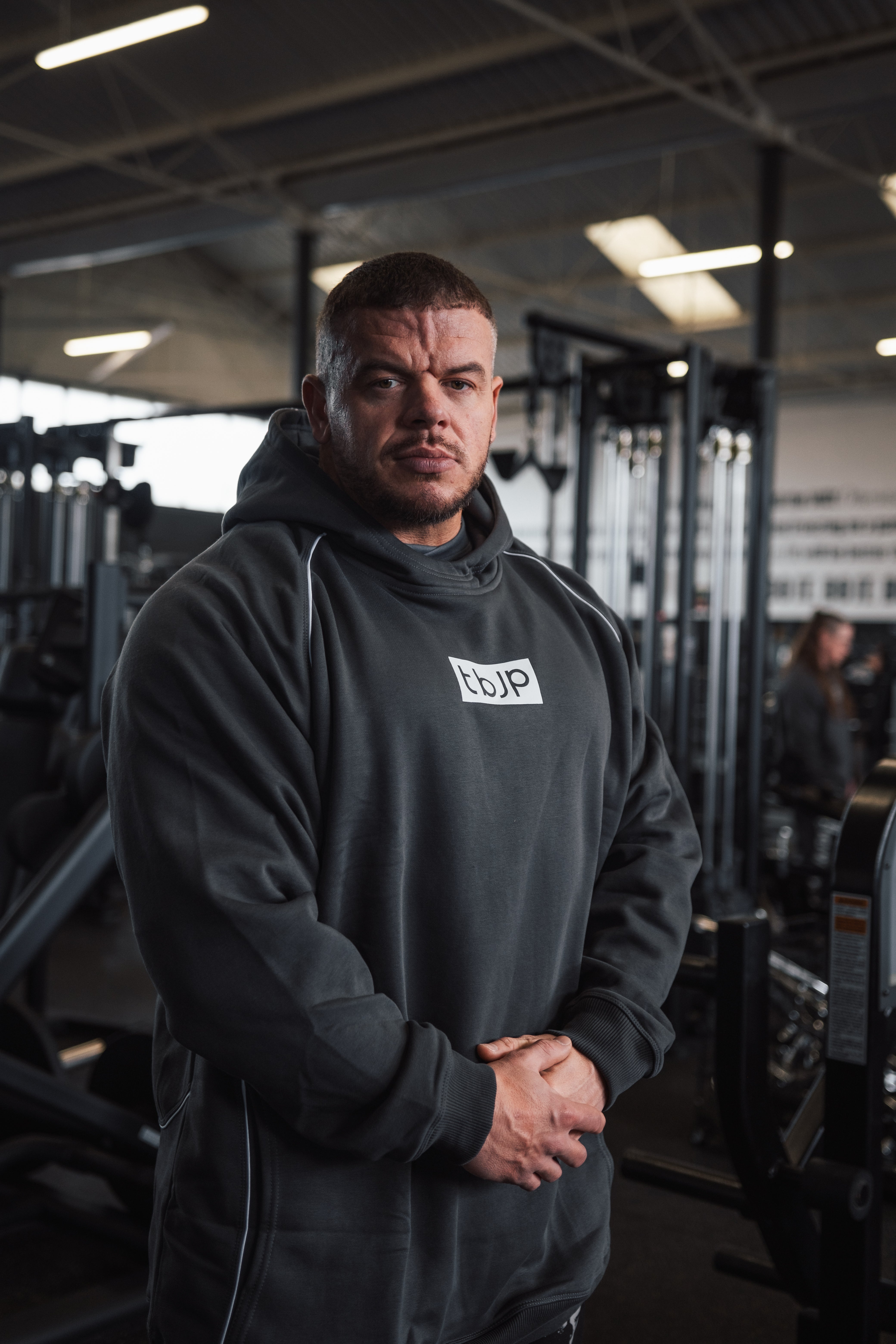 Grey Hoodie with White Piping
