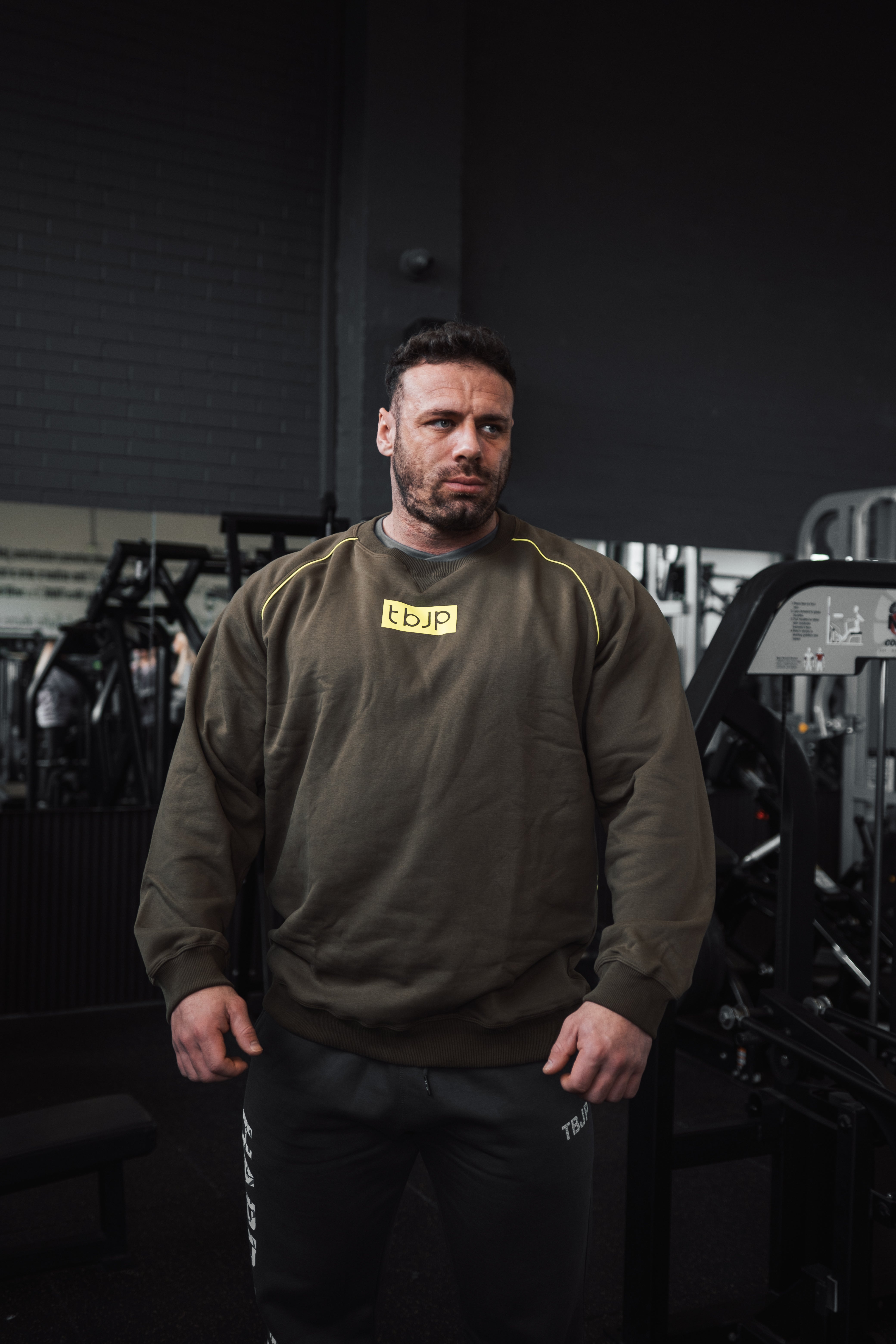 Raglan Sweater in Taupe with Lime Detail