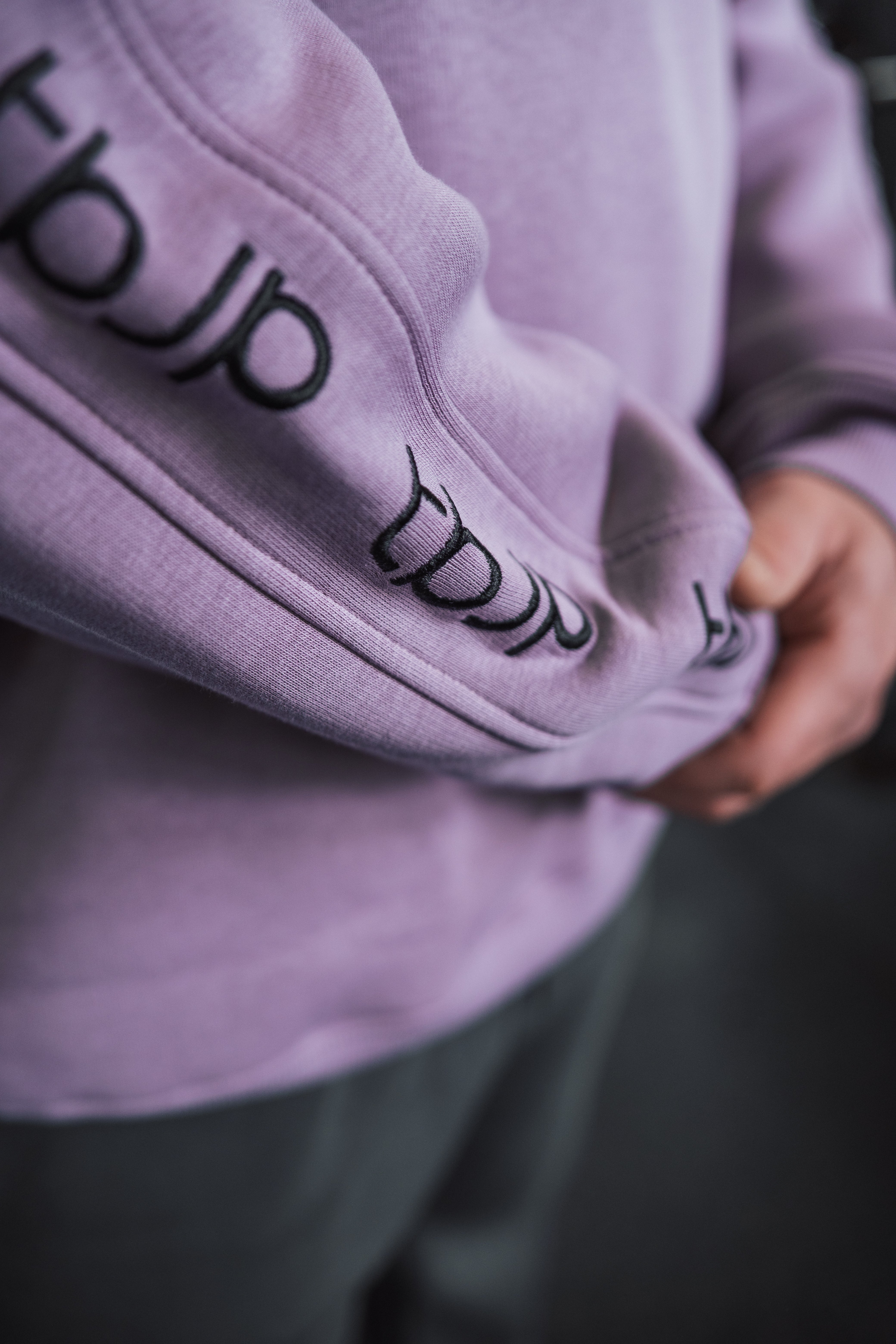 Dusky Lilac Sweater with Embroidered tbJP Arm Logo