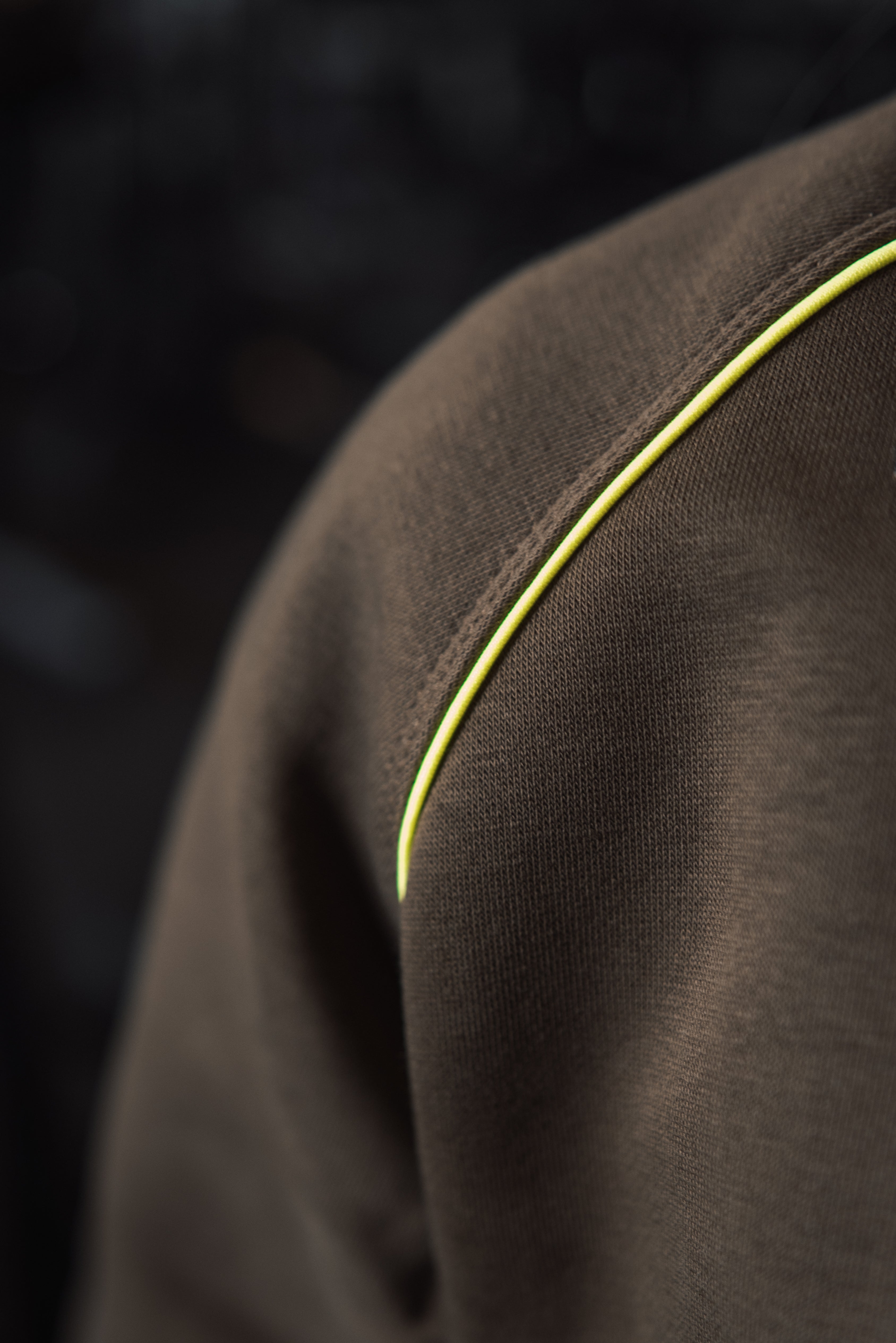 Raglan Sweater in Taupe with Lime Detail