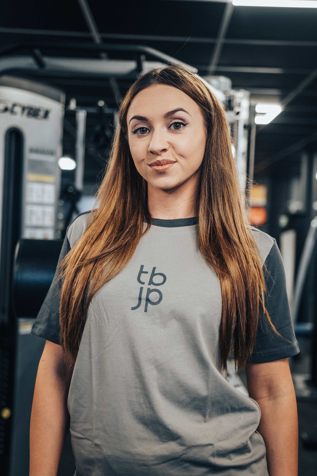 Set In Sleeve Tshirt - Vertical back logo, Grey & Dark Grey