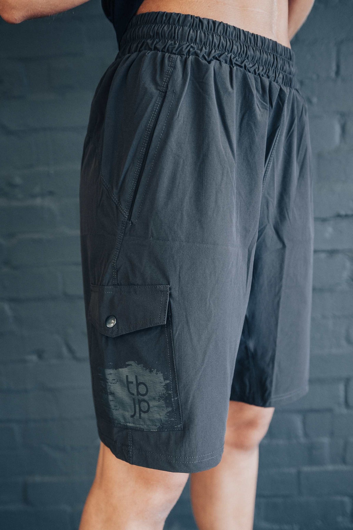 Cargo Shorts with Pockets, in Dark Grey with Black detail