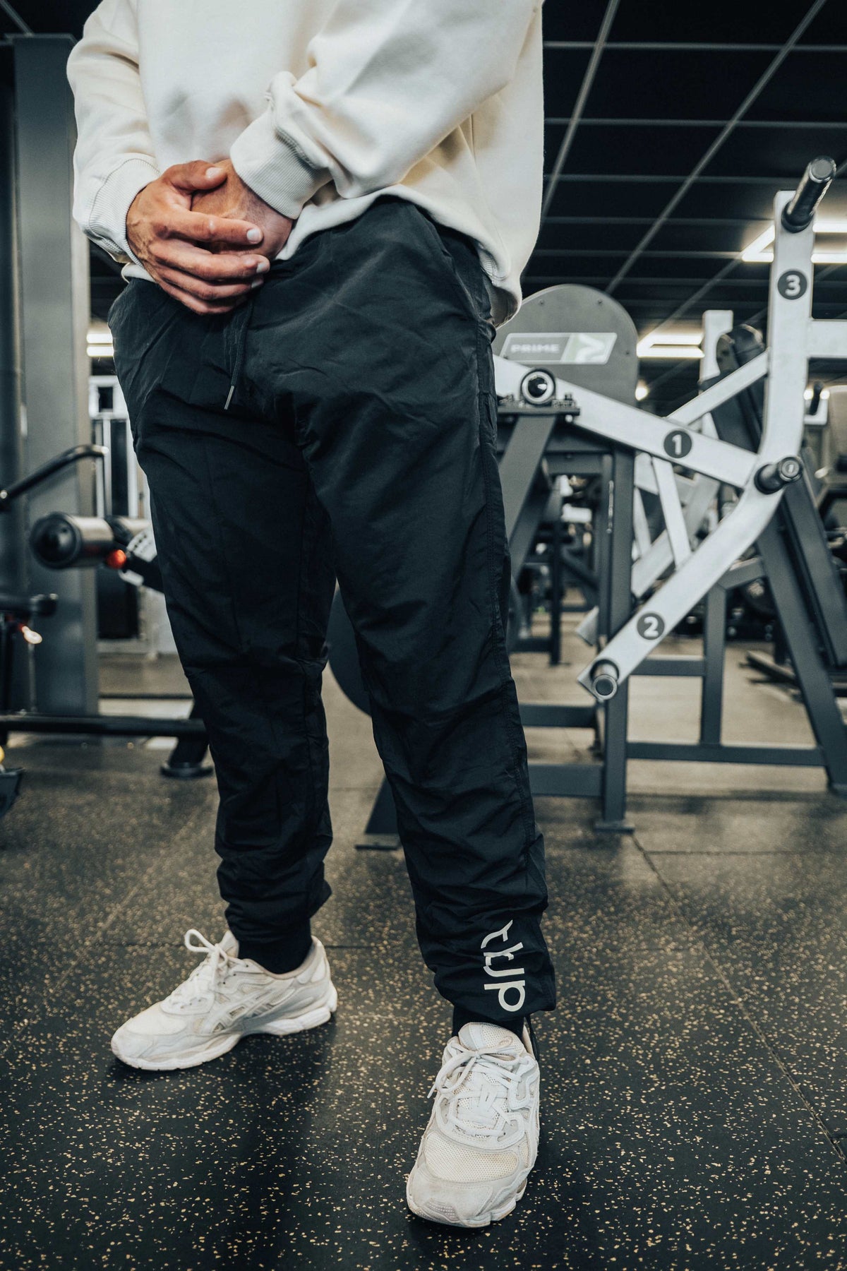 Tapered Joggers with Drawstring cord cuffs in Black