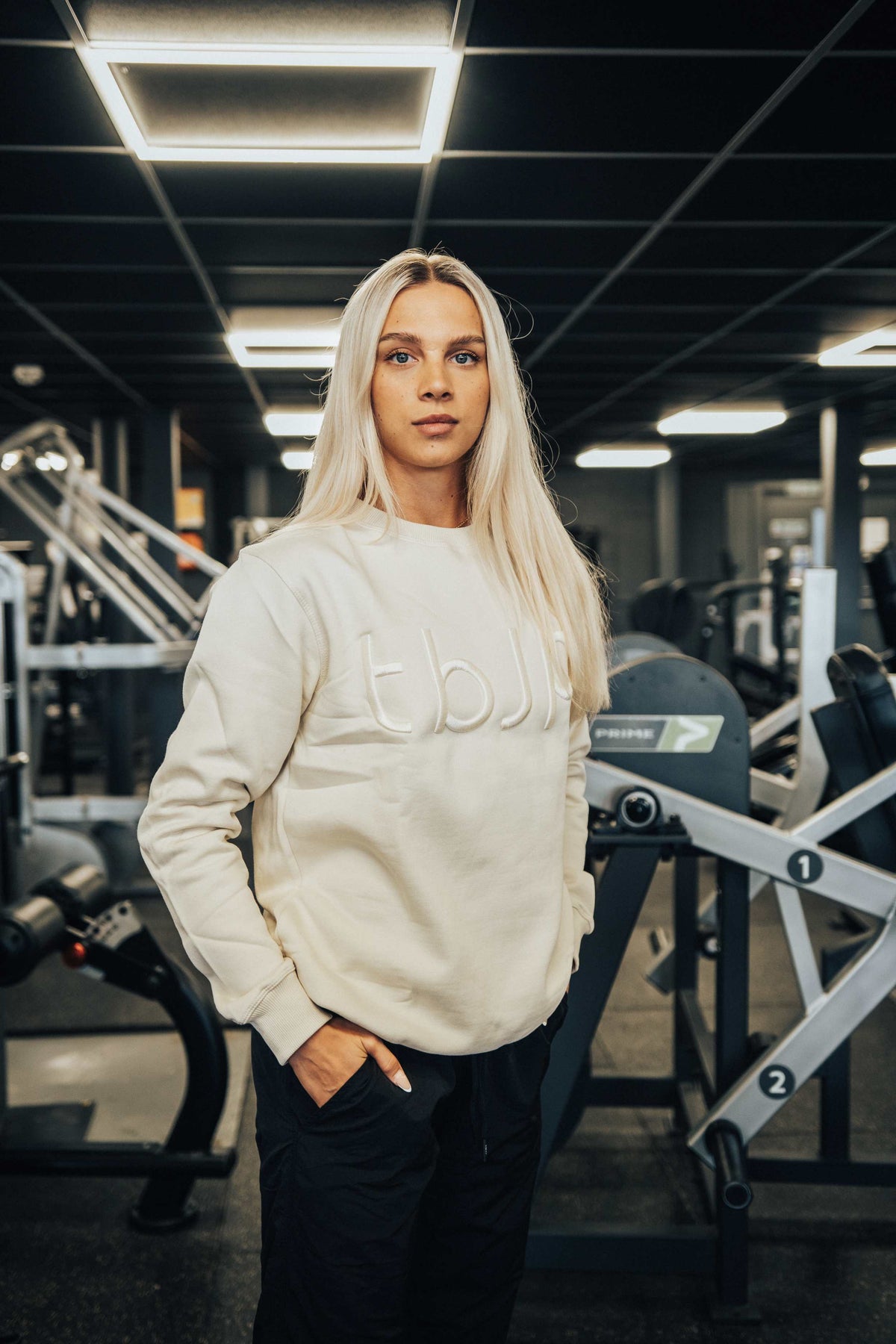 Embroidered Sweater with tbJP Logo in Cream