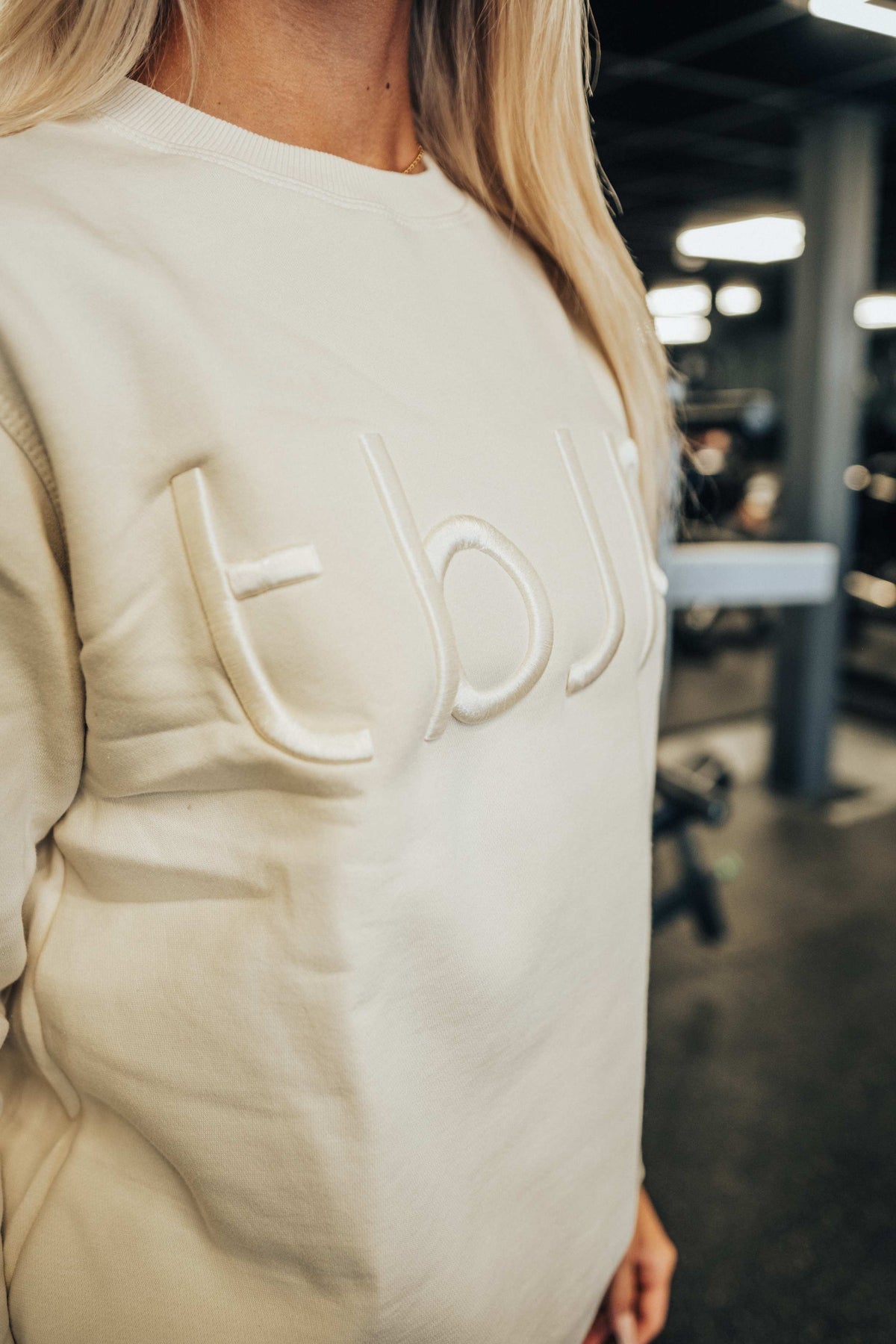 Embroidered Sweater with tbJP Logo in Cream