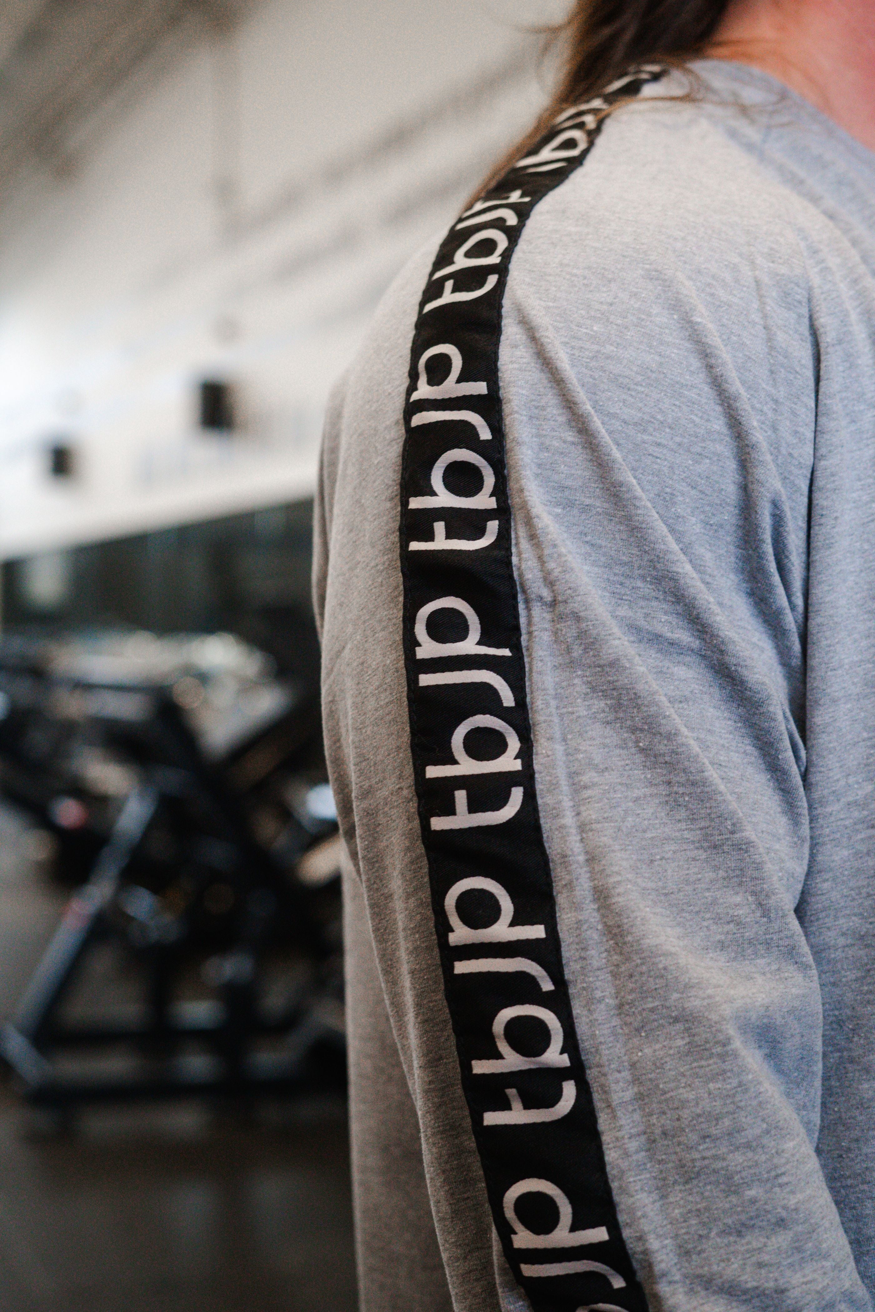 Grey Contrast Design Long Sleeved Top