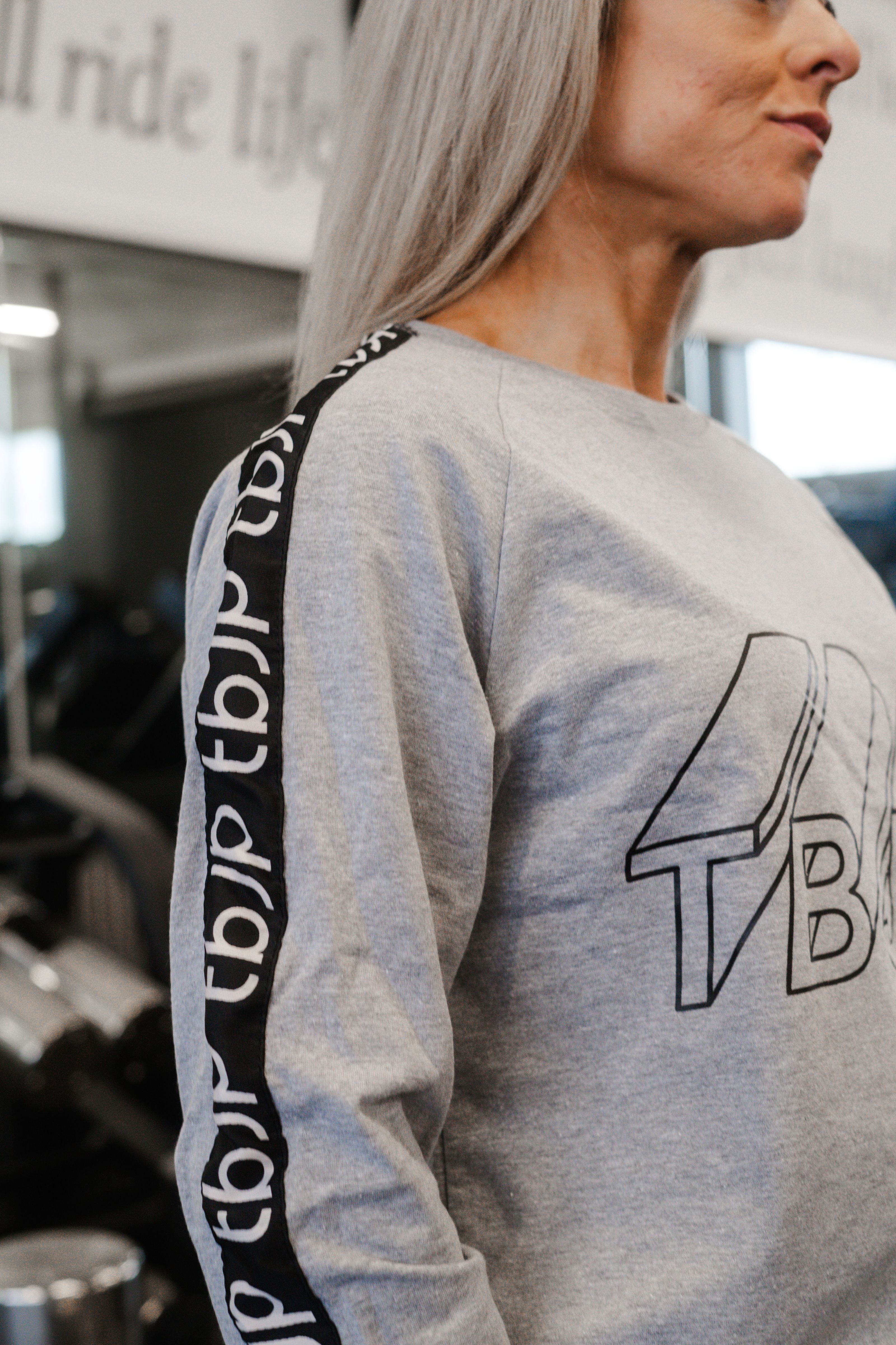 Grey Contrast Design Long Sleeved Top