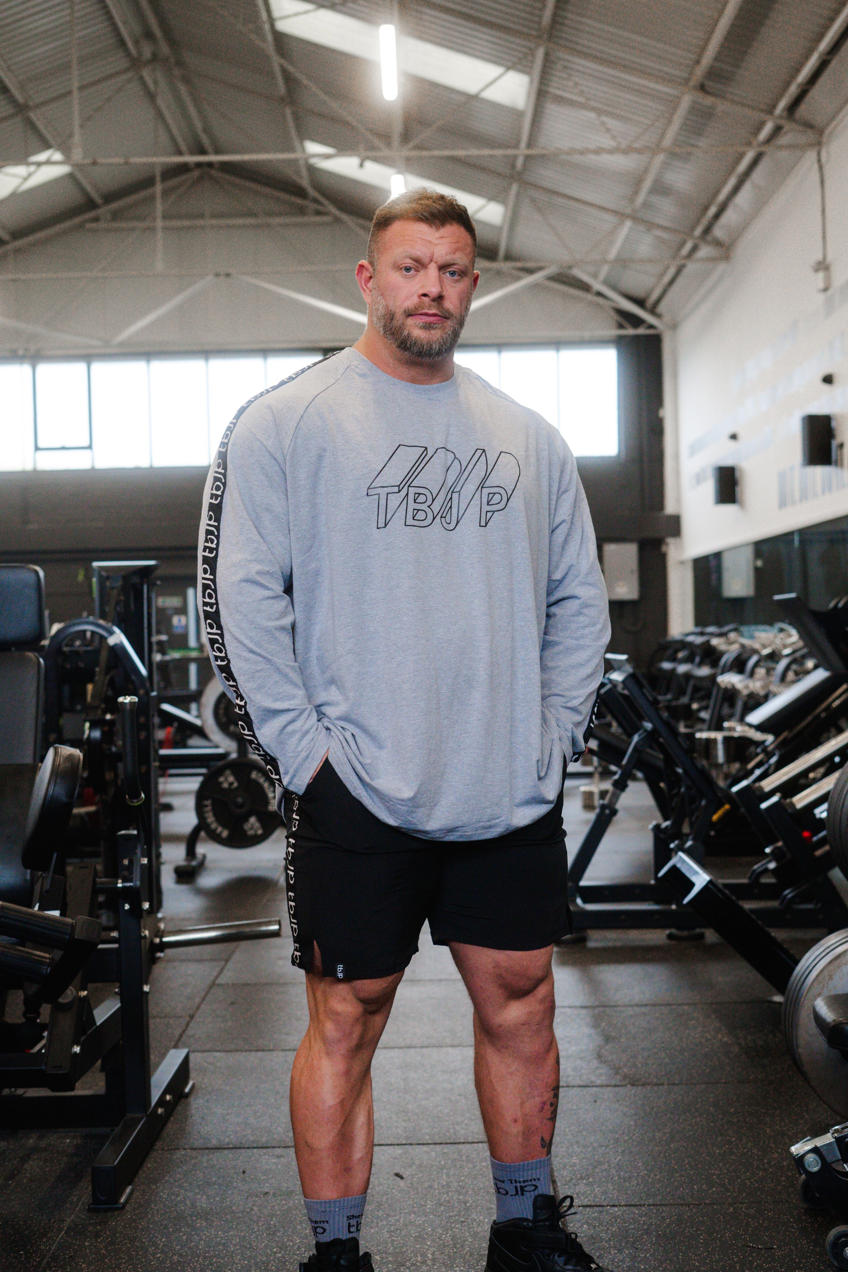 Grey Contrast Design Long Sleeved Top