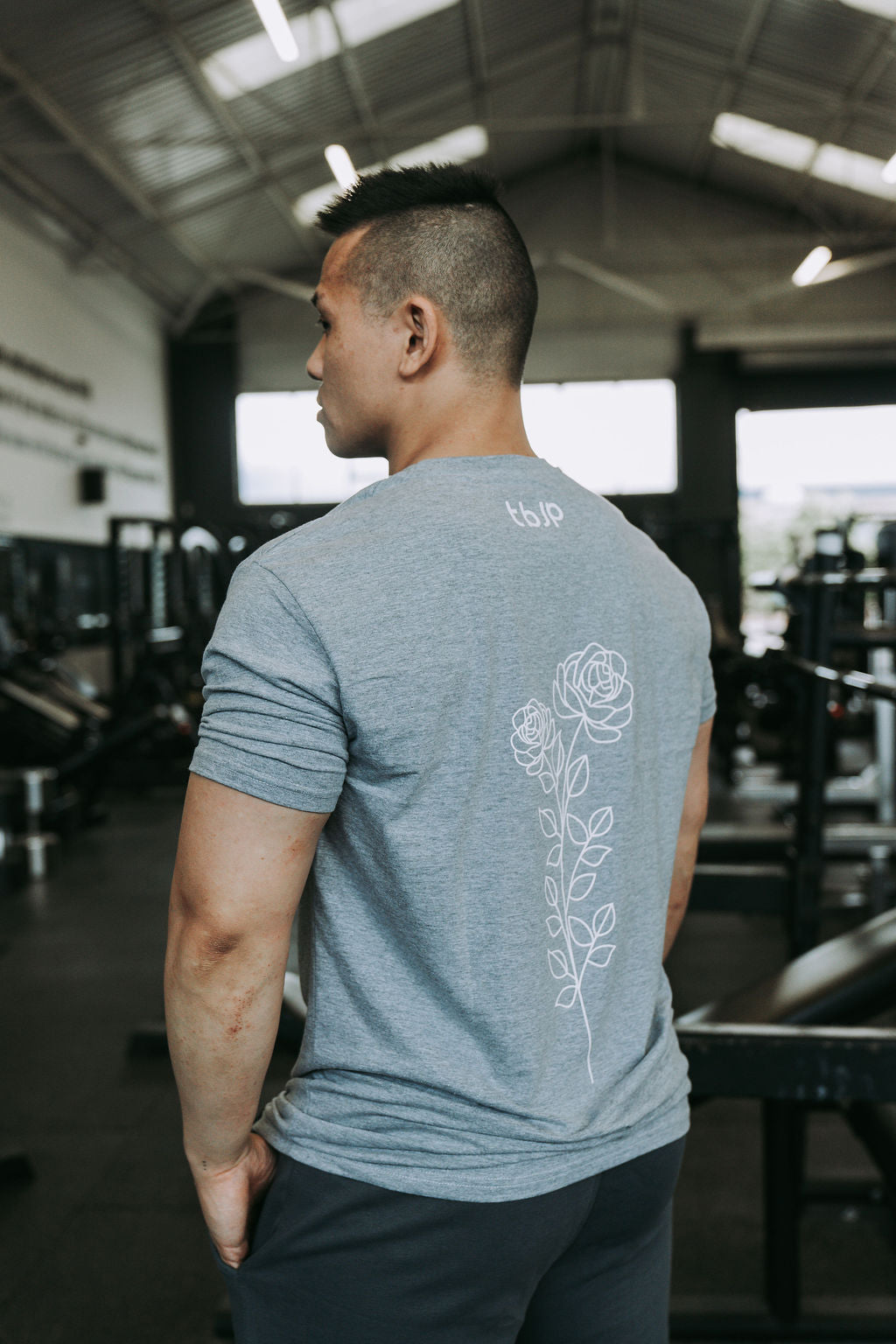 Floral Design Tshirt in Pastel Blue