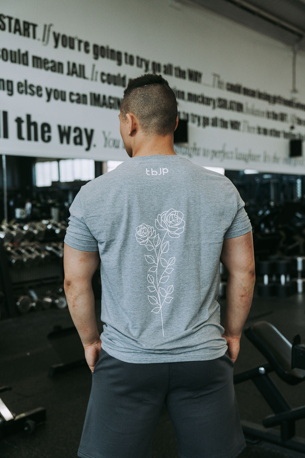 Floral Design Tshirt in grey