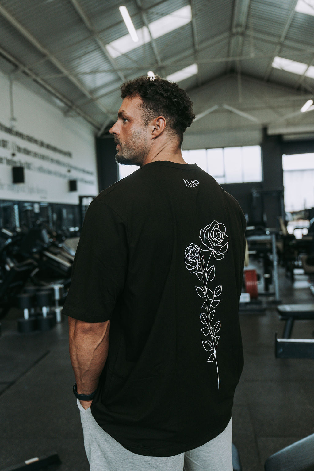 Floral Design Tshirt in Black