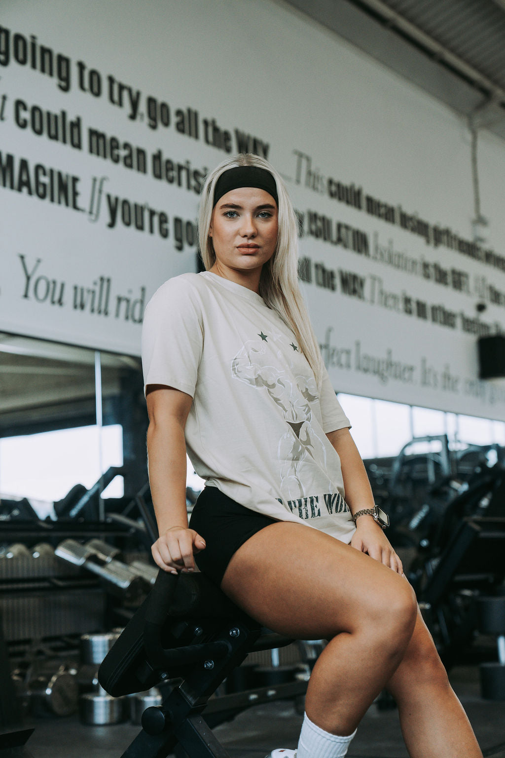 Double Bicep Tee in Cream