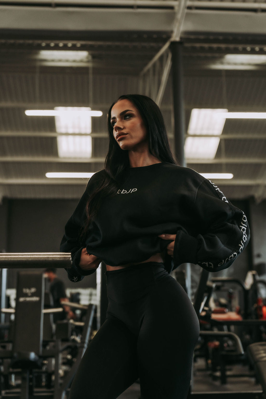 Side Stripe Logo Sweater in Black