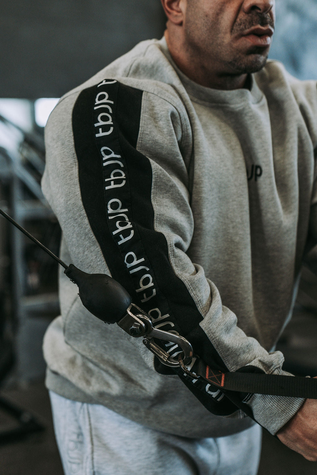 Side Stripe Logo Sweater in Grey