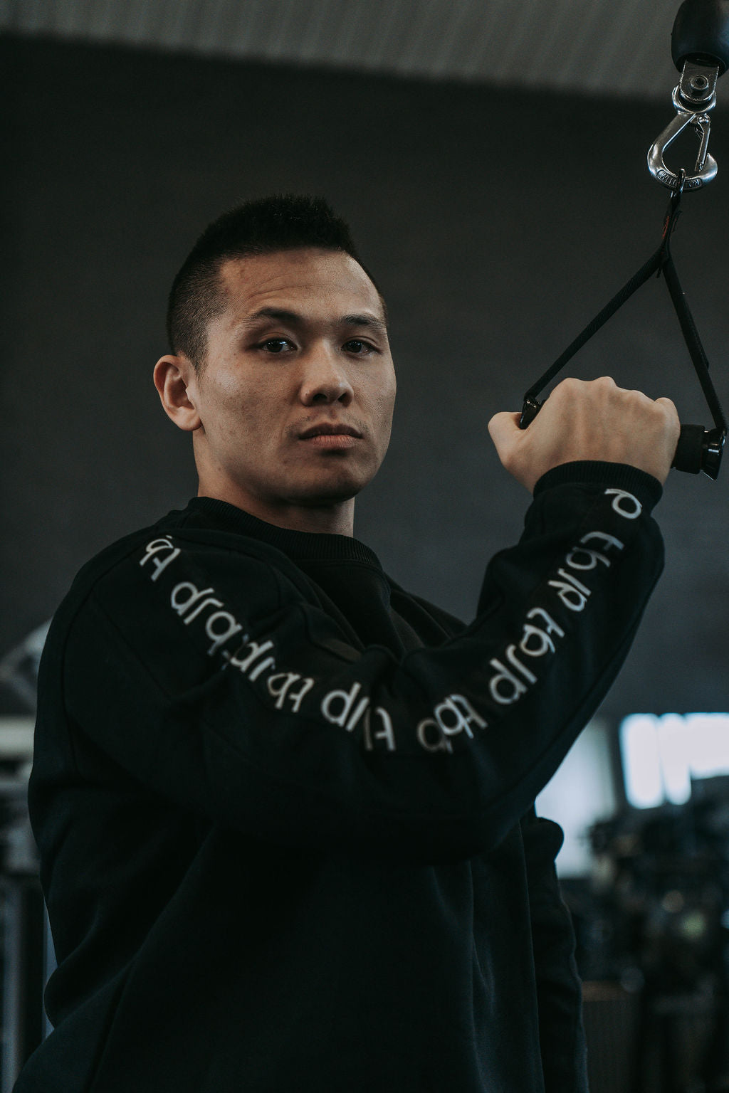 Side Stripe Logo Sweater in Black