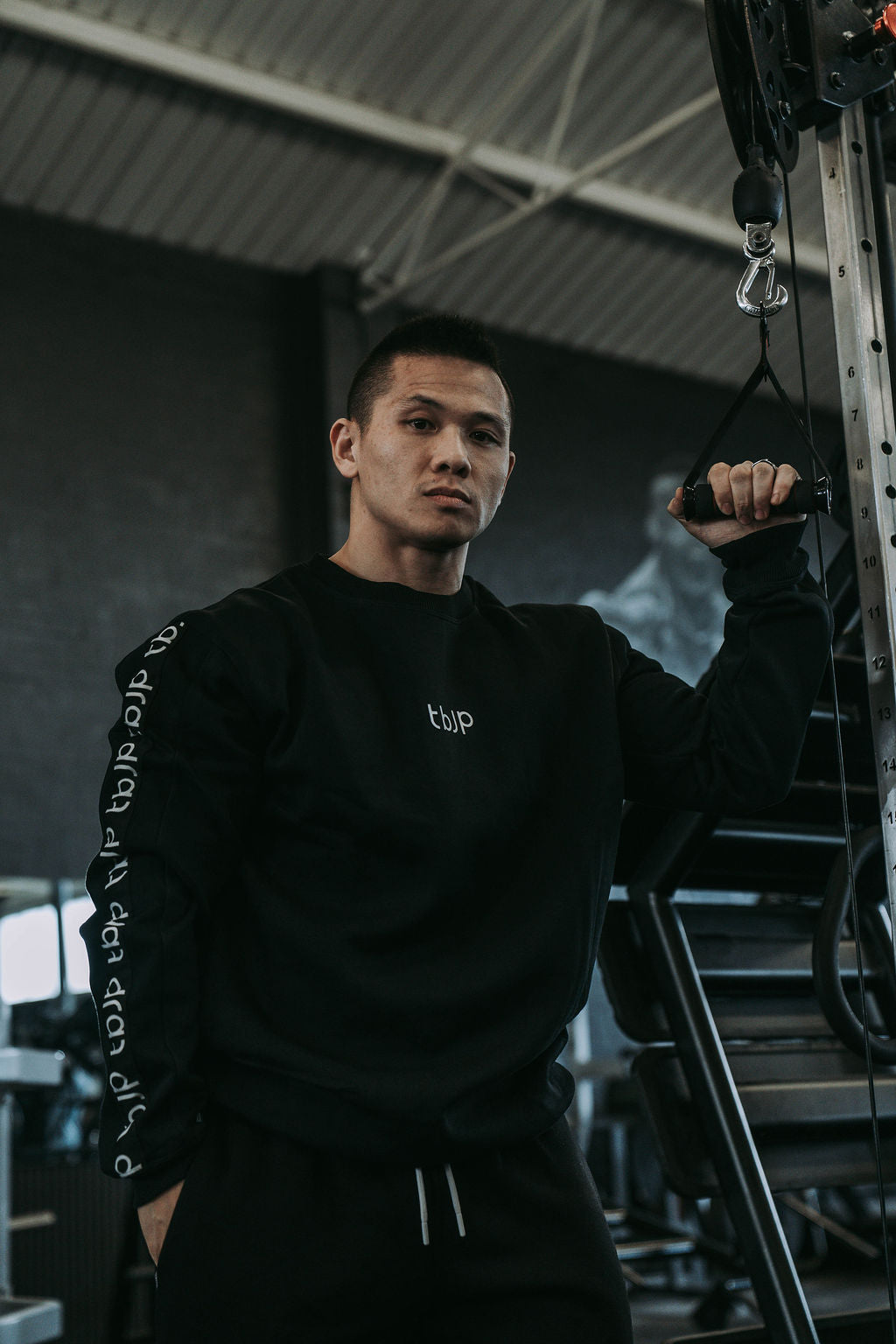 Side Stripe Logo Sweater in Black