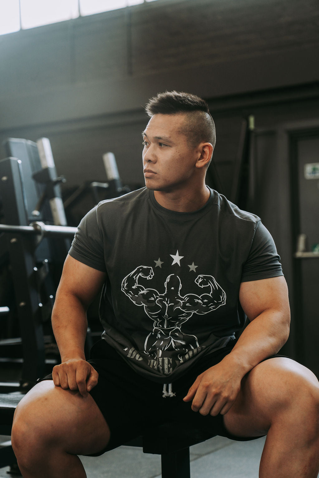 Double Bicep Tee in Grey