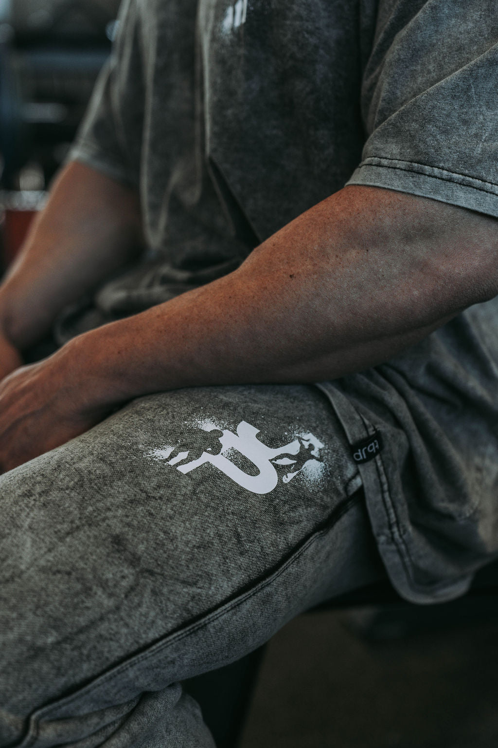 Distressed Joggers in Dark Grey