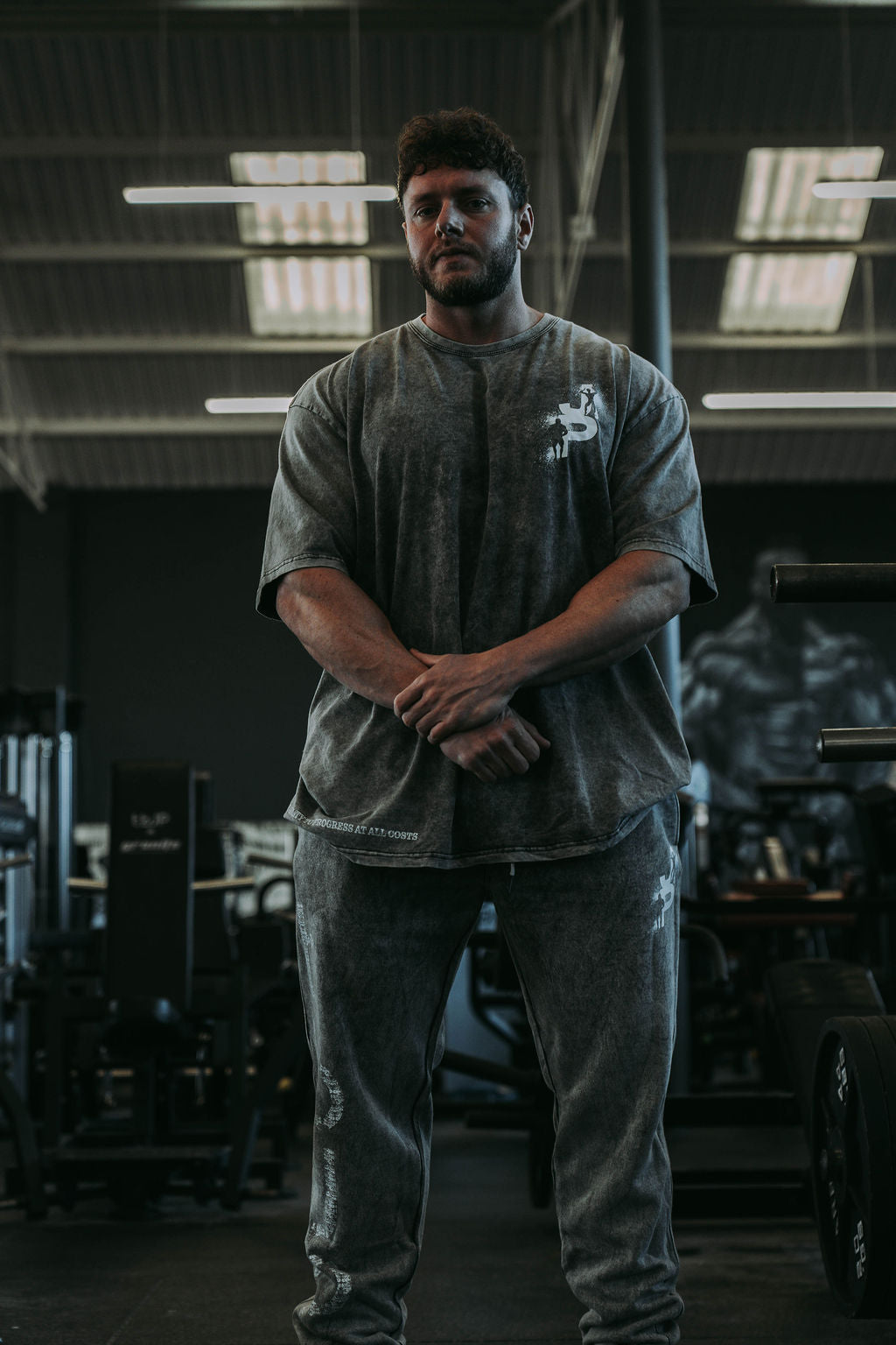 Distressed Joggers in Dark Grey