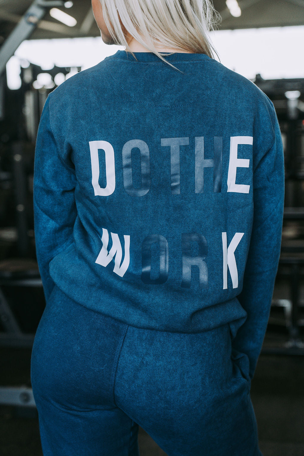 Do The Work Sweater in Acid Wash Blue