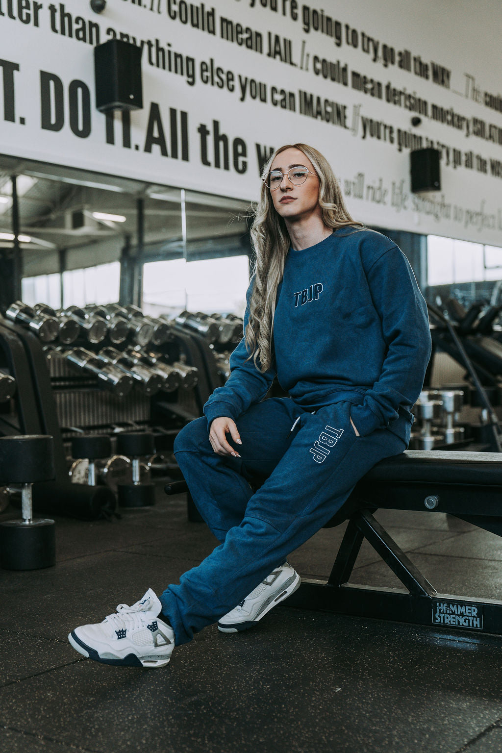 Do The Work Joggers in Acid wash Blue