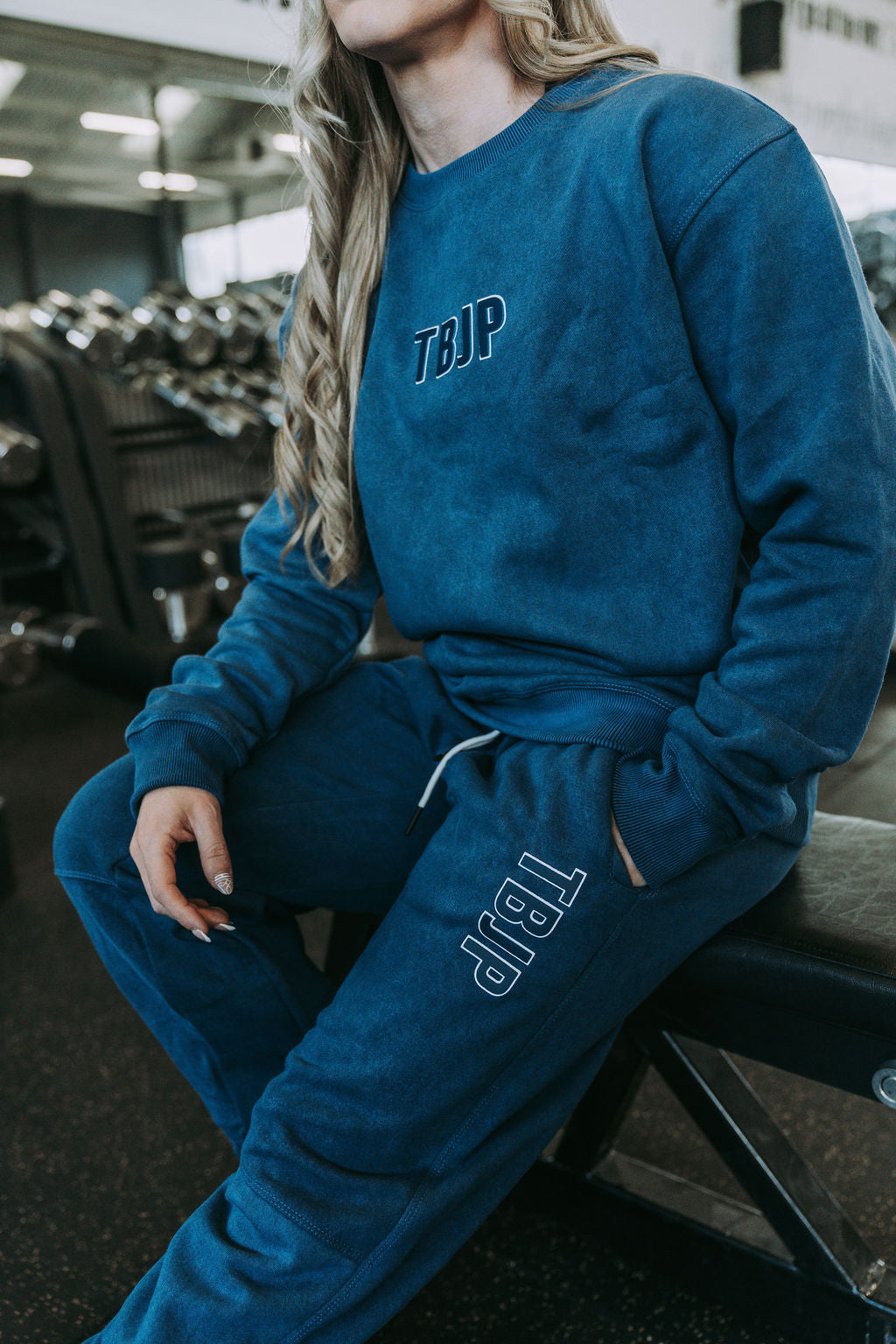 Do The Work Sweater in Acid Wash Blue