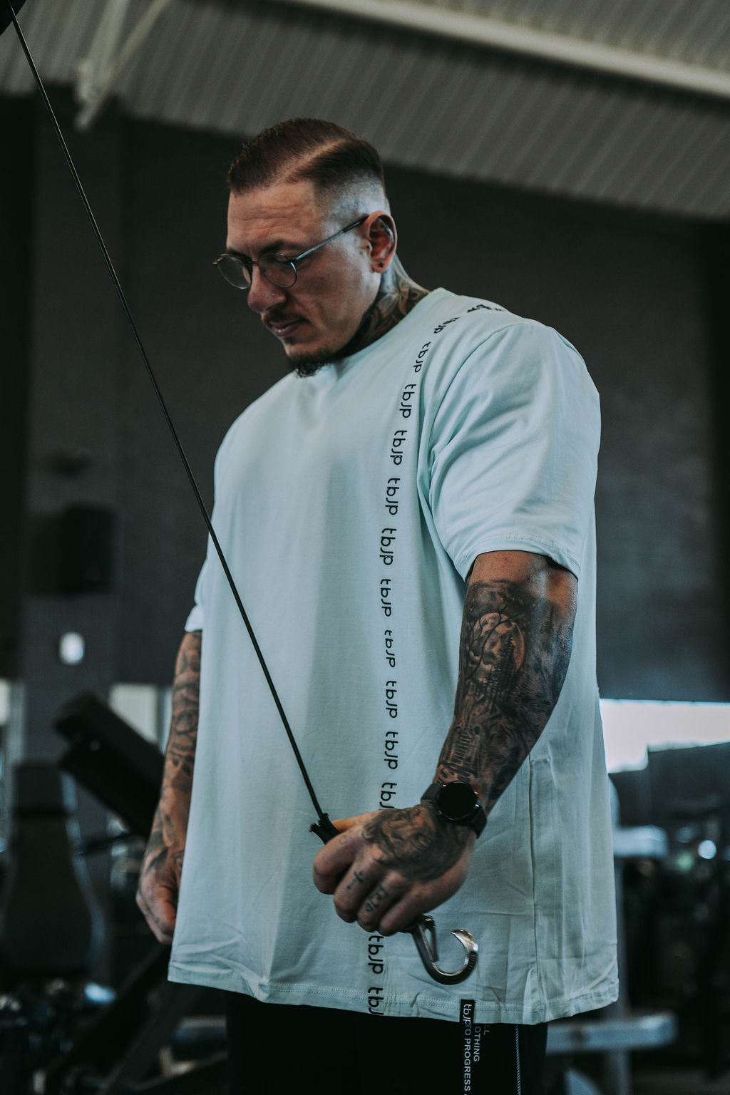 Vertical Embossed Tee in Mint Green