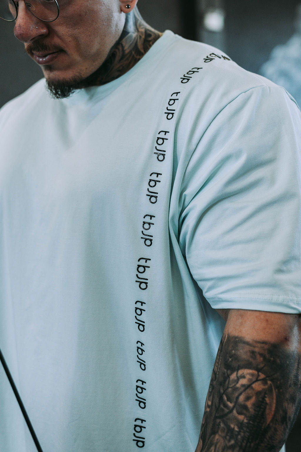 Vertical Embossed Tee in Mint Green