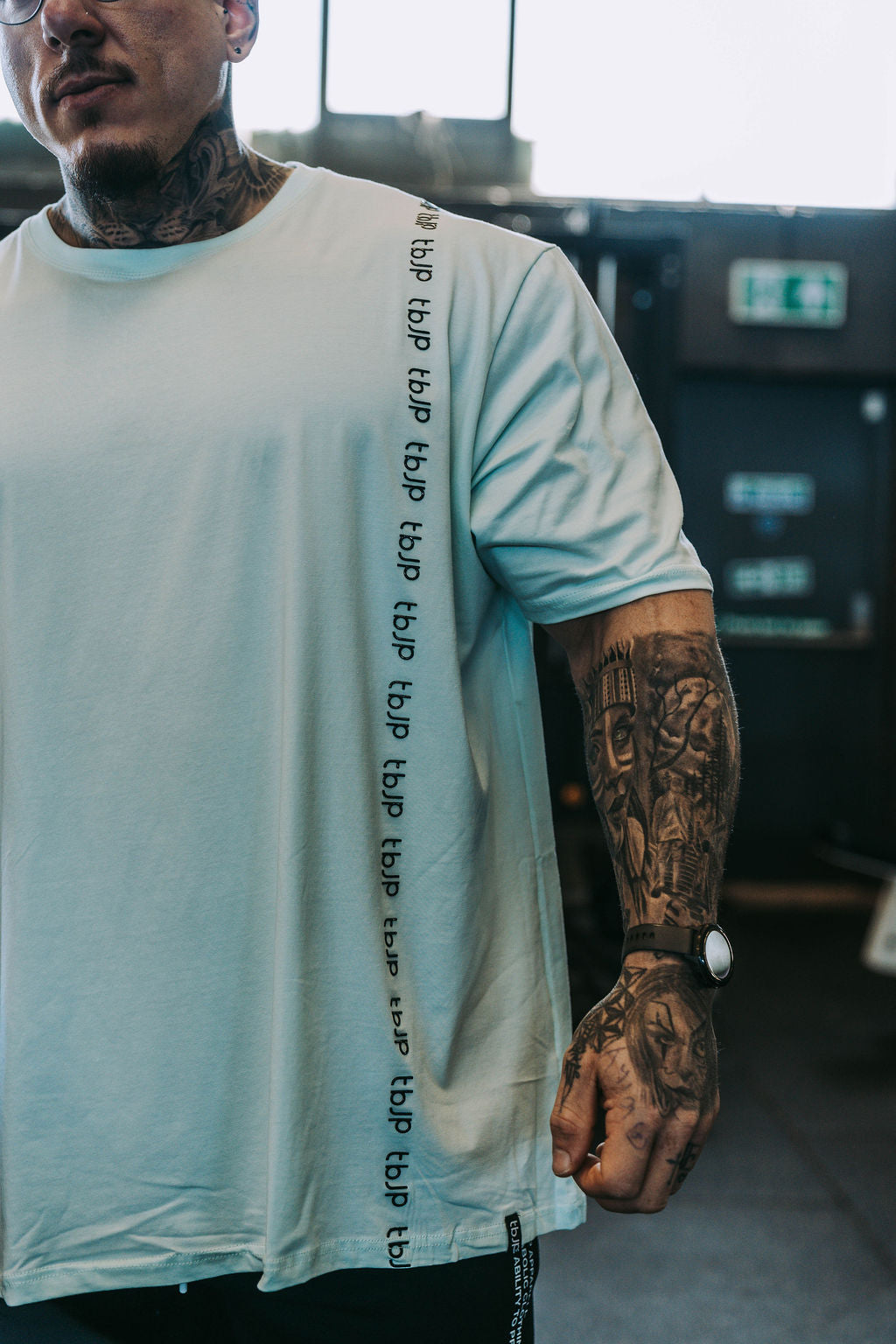 Vertical Embossed Tee in Mint Green