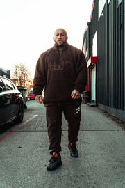 Sherpa Fleece High Neck Jumper in Chocolate Brown