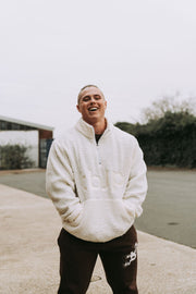 Sherpa Fleece High Neck Jumper in Cream