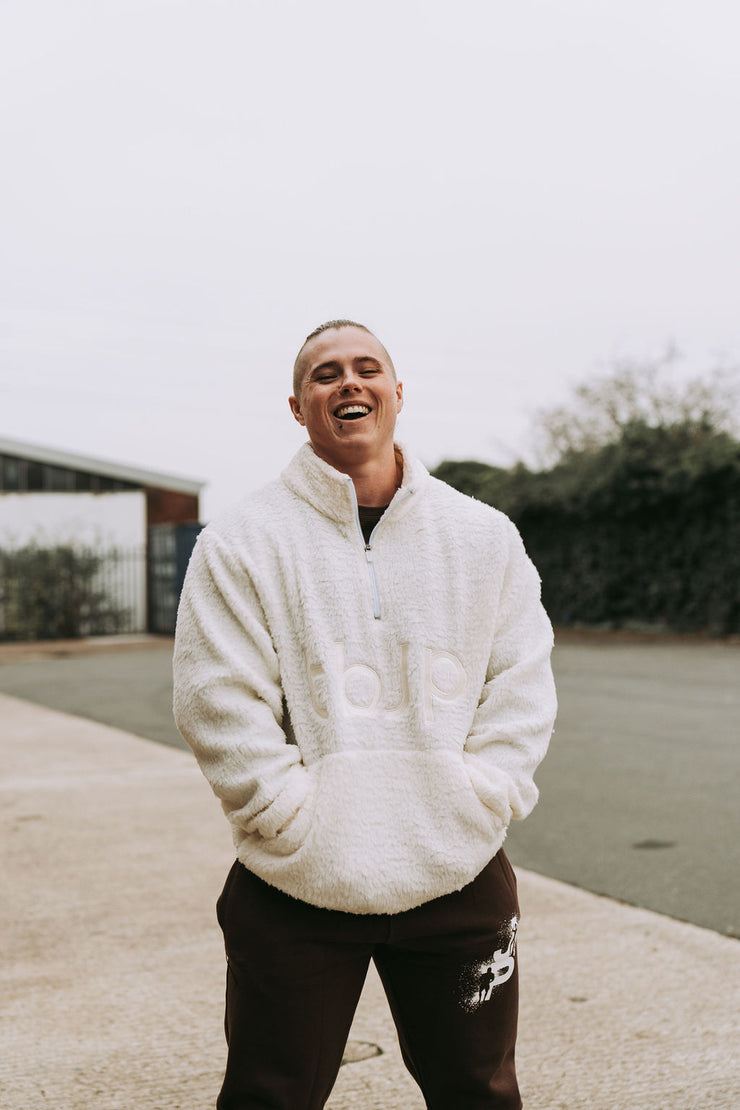 Sherpa Fleece High Neck Jumper in Cream