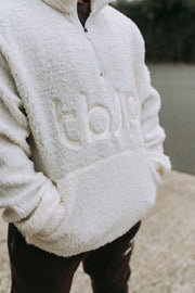 Sherpa Fleece High Neck Jumper in Cream