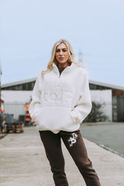 Sherpa Fleece High Neck Jumper in Cream