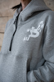 Ladies Cropped Hoodie in Grey