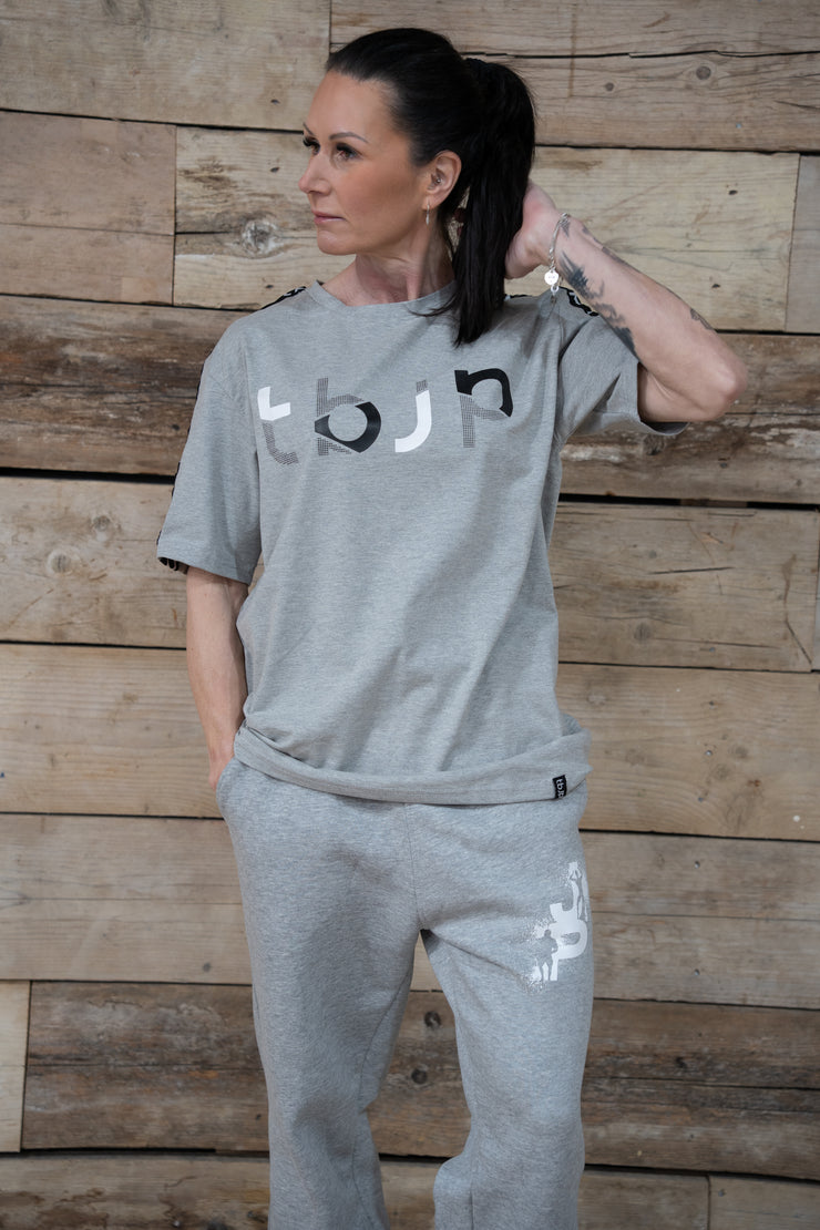 The tbJP Signature Side Stripe Tee in Grey