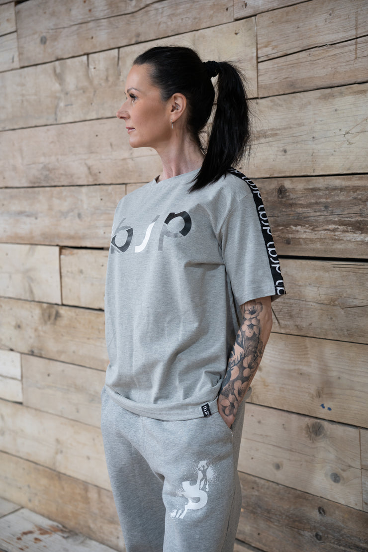 The tbJP Signature Side Stripe Tee in Grey
