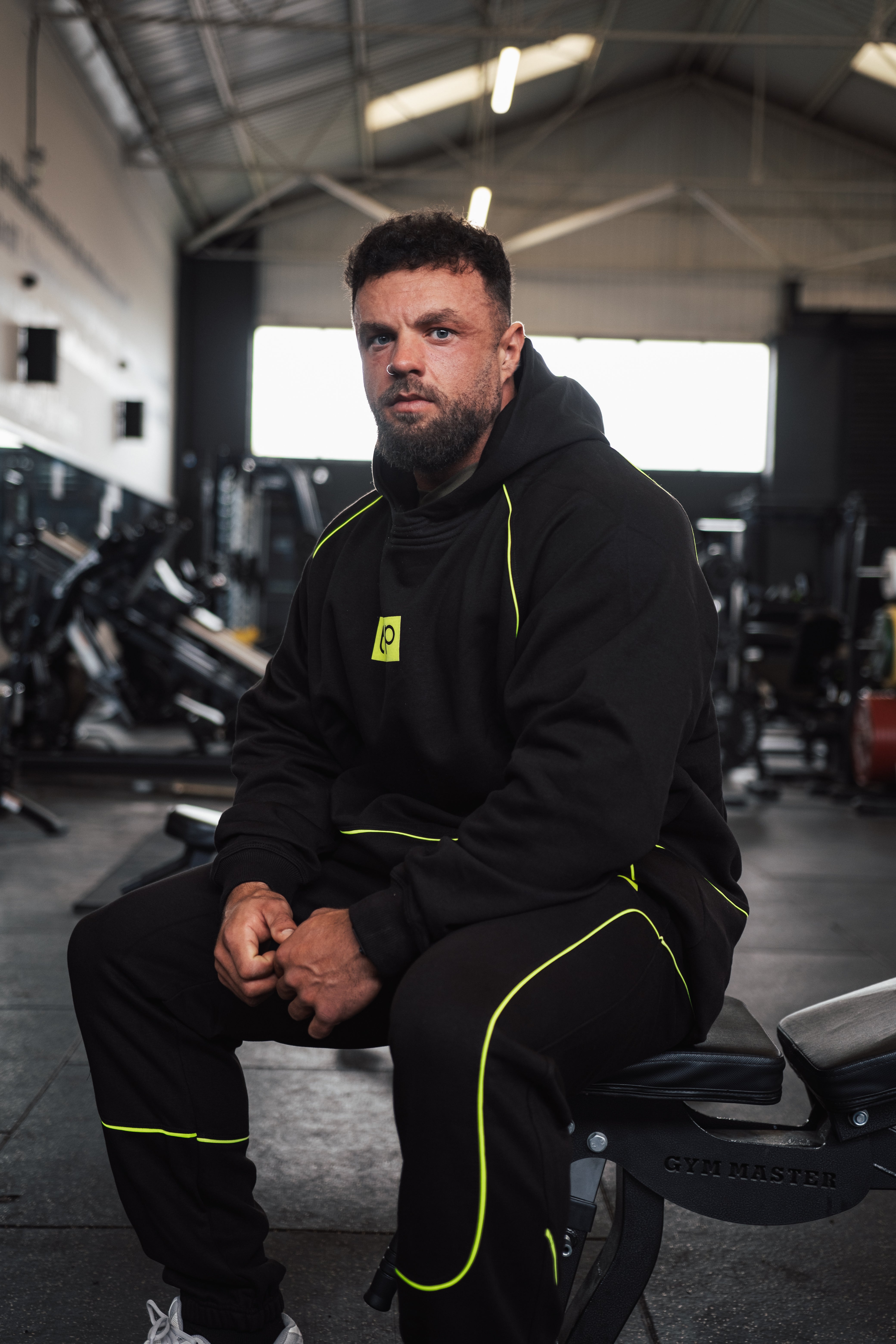 Black Hoodie with Lime Piping