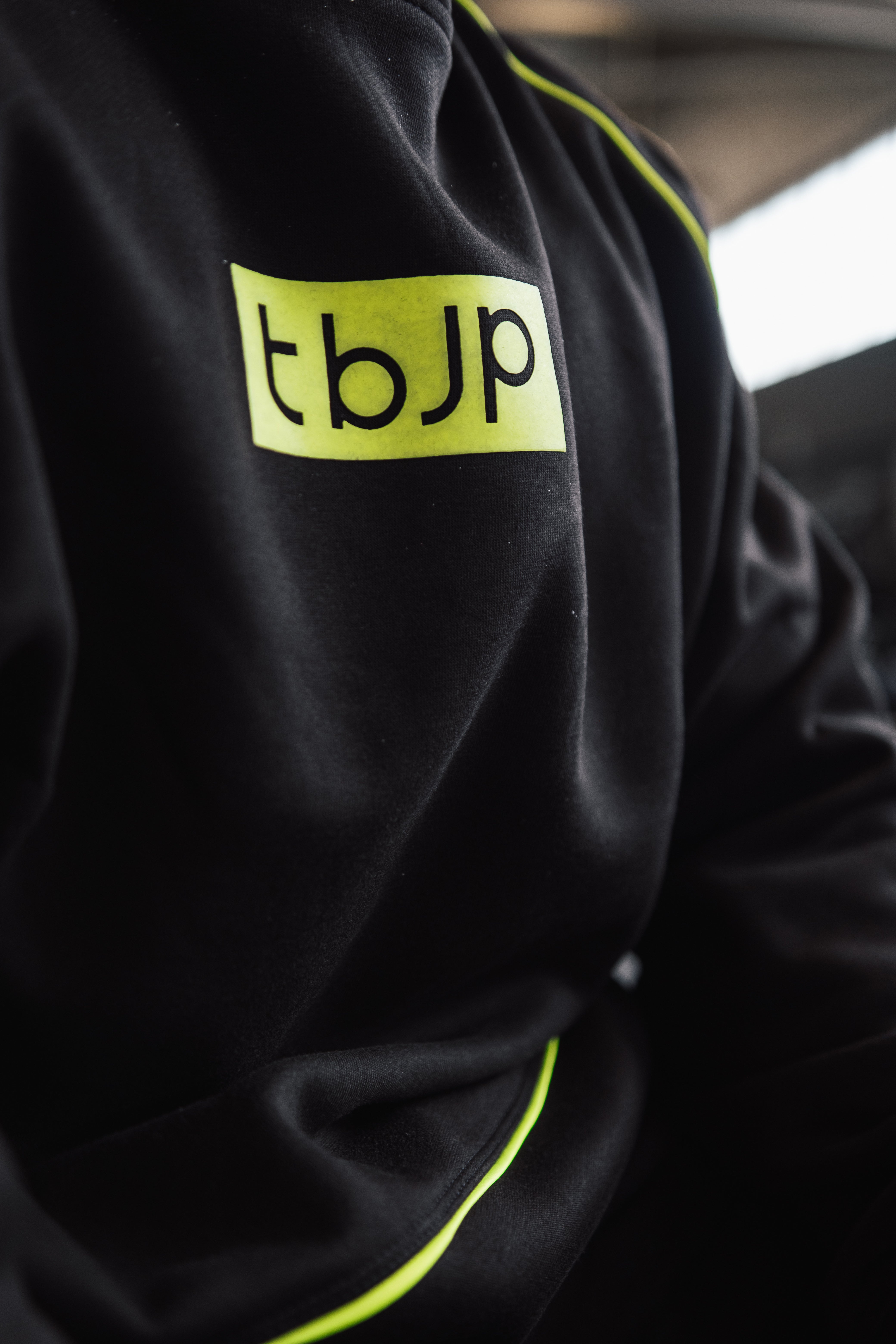 Black Hoodie with Lime Piping