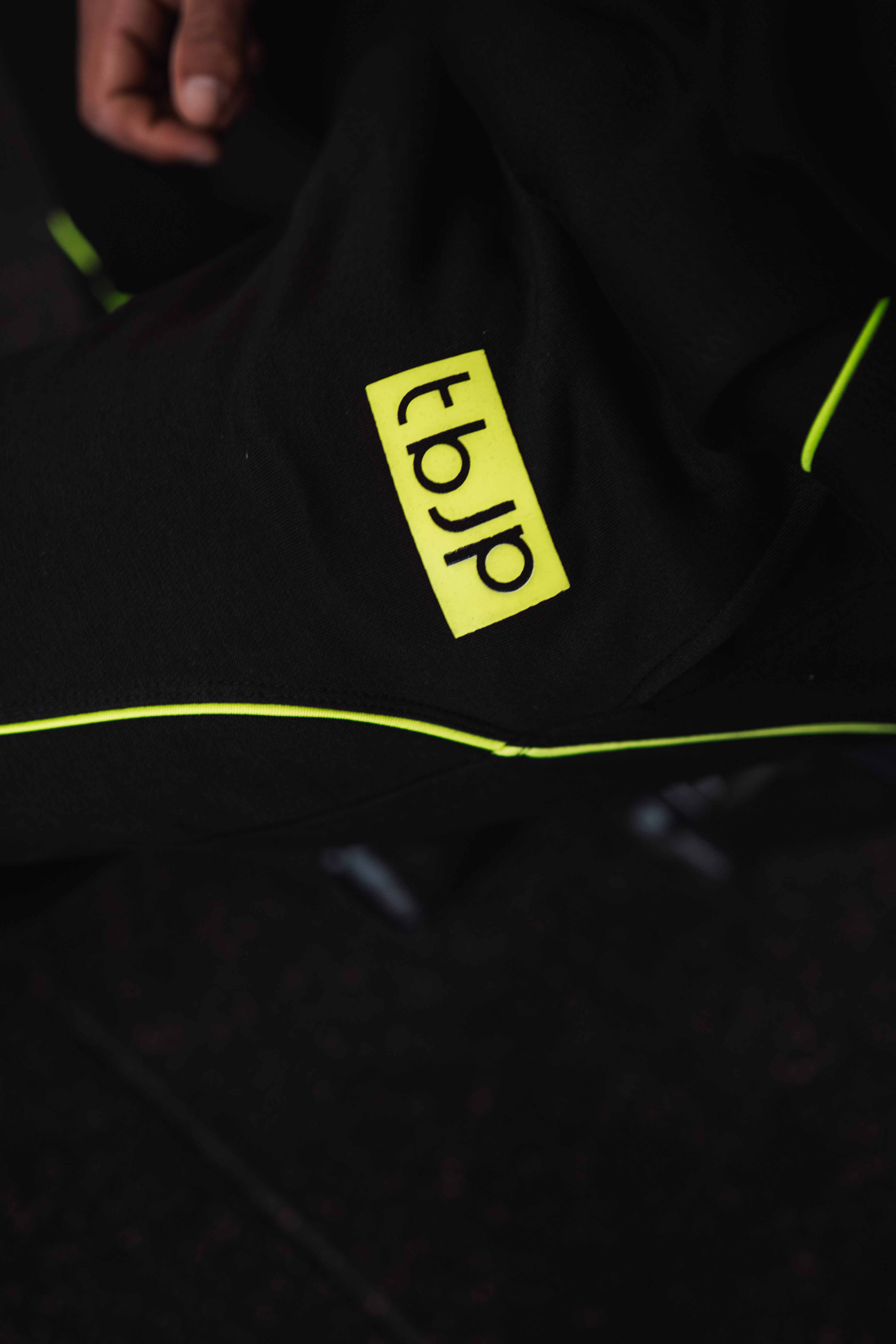 Black Hoodie with Lime Piping