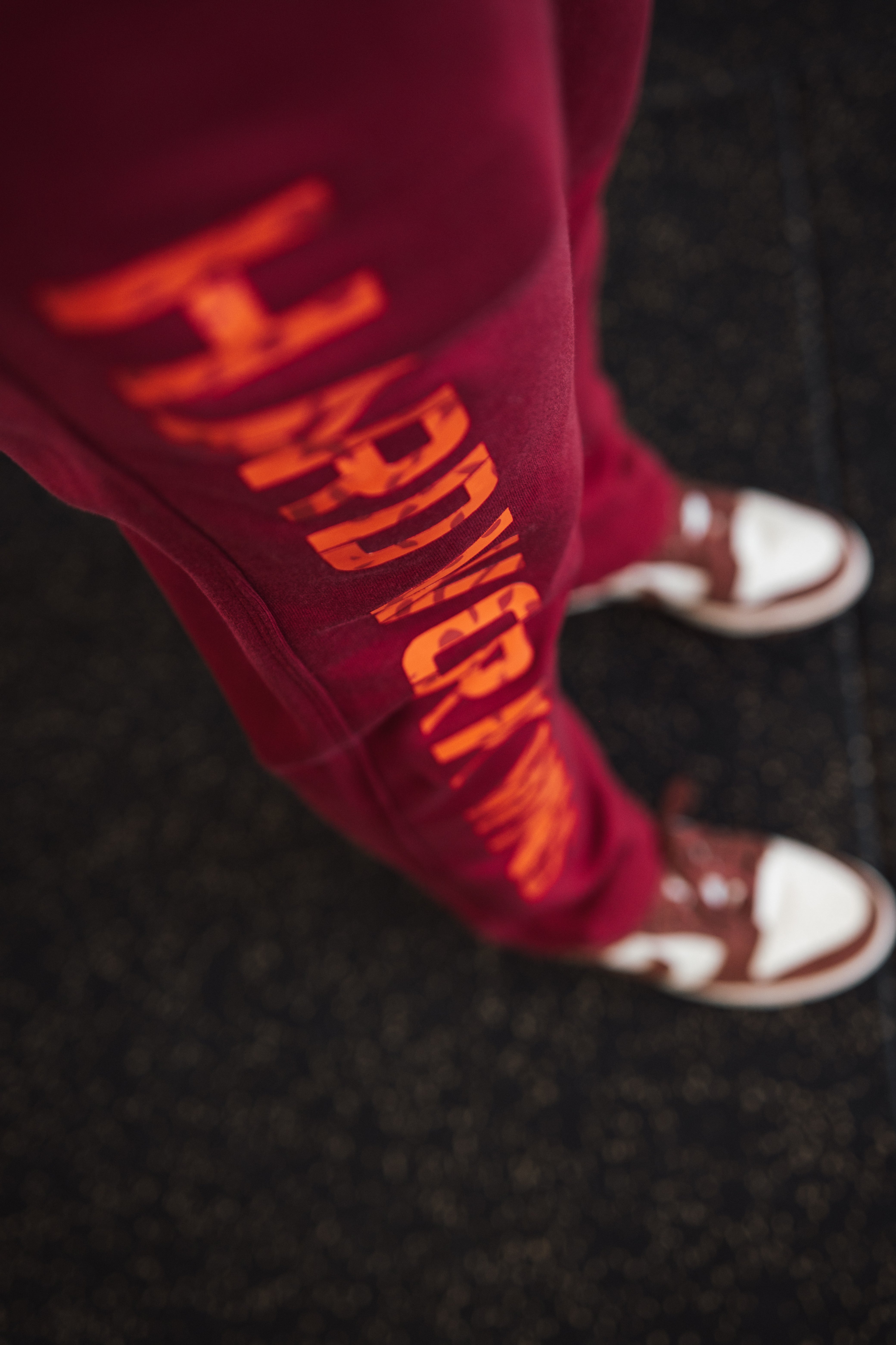 HARD WORK WINS Joggers in Deep Red