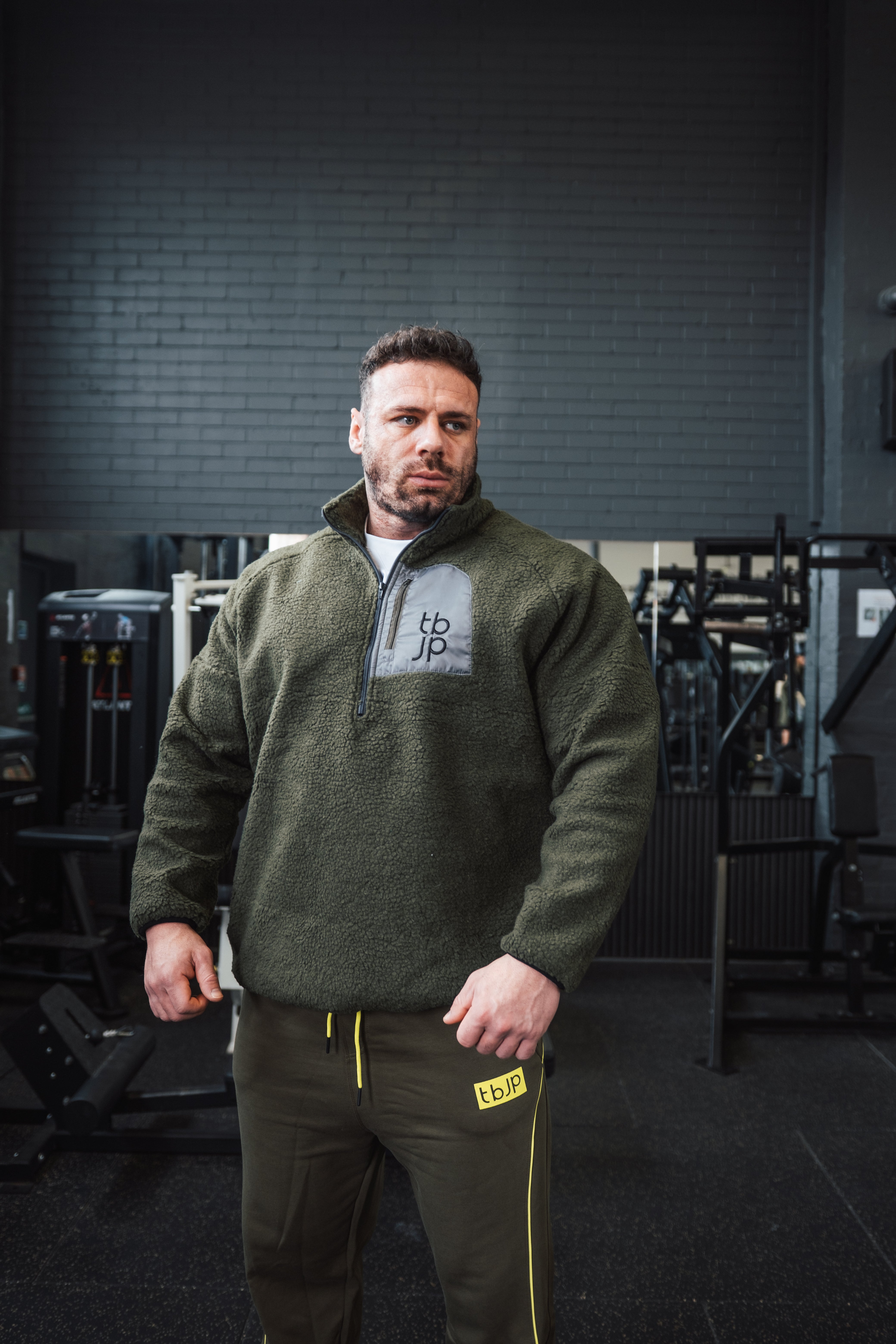 Sherpa Fleece in Taupe with Patch Detail